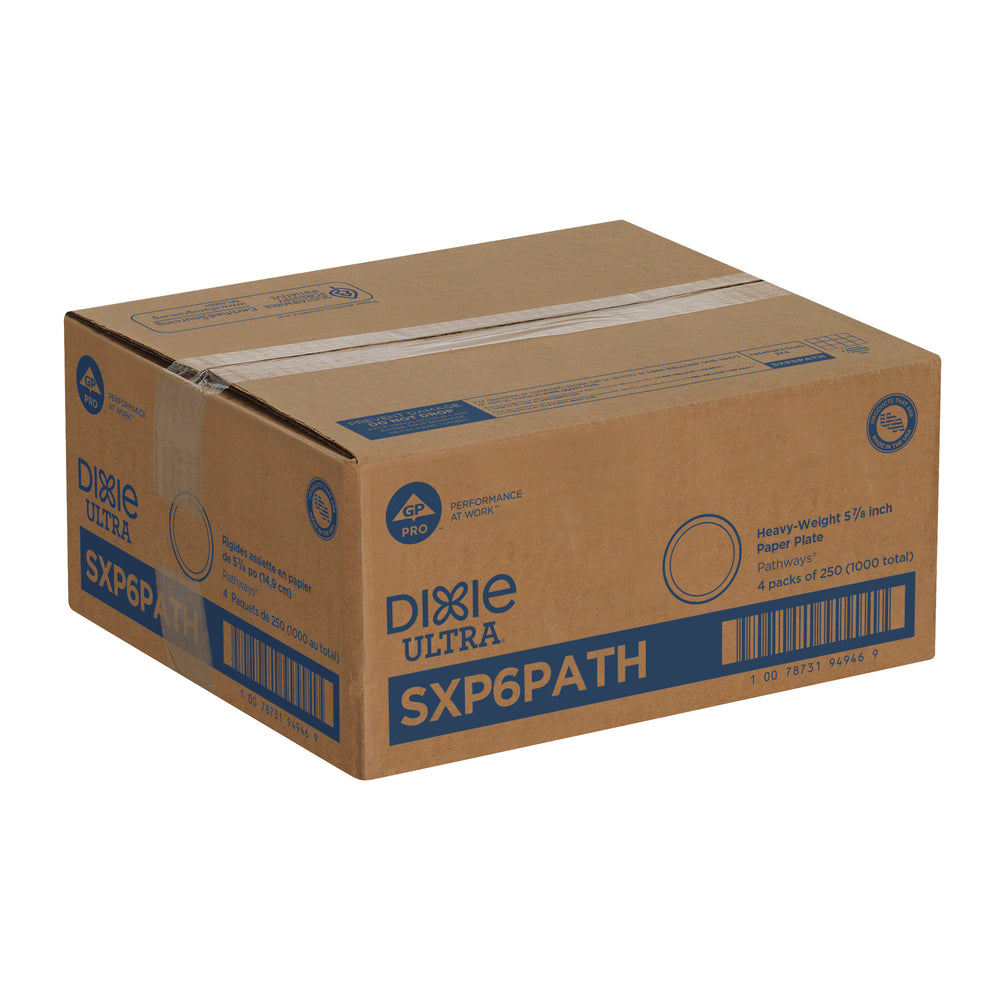 צלחות נייר עבות במיוחד (IN 6) מסדרת DIXIE ULTRA® מבית GP PRO (ג'ורג'יה-פסיפיק), איור עלים®, 1,000 צלחות לכל מארז