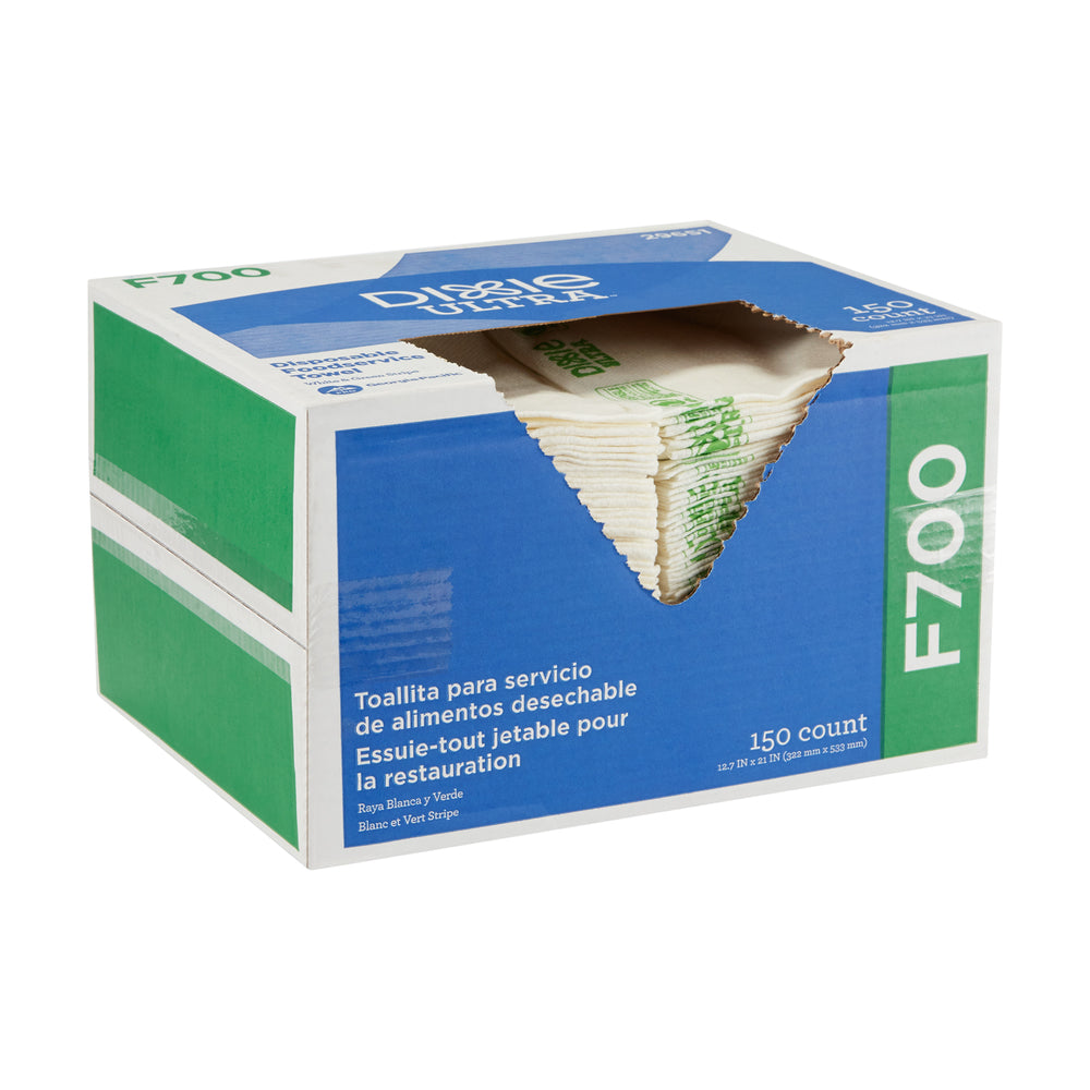 מגבות שירות מזון חד פעמיות DIXIE ULTRA® F700 של GP PRO (ג'ורג'יה פסיפיק), פס לבן וירוק, 150 מגבות בקופסה
