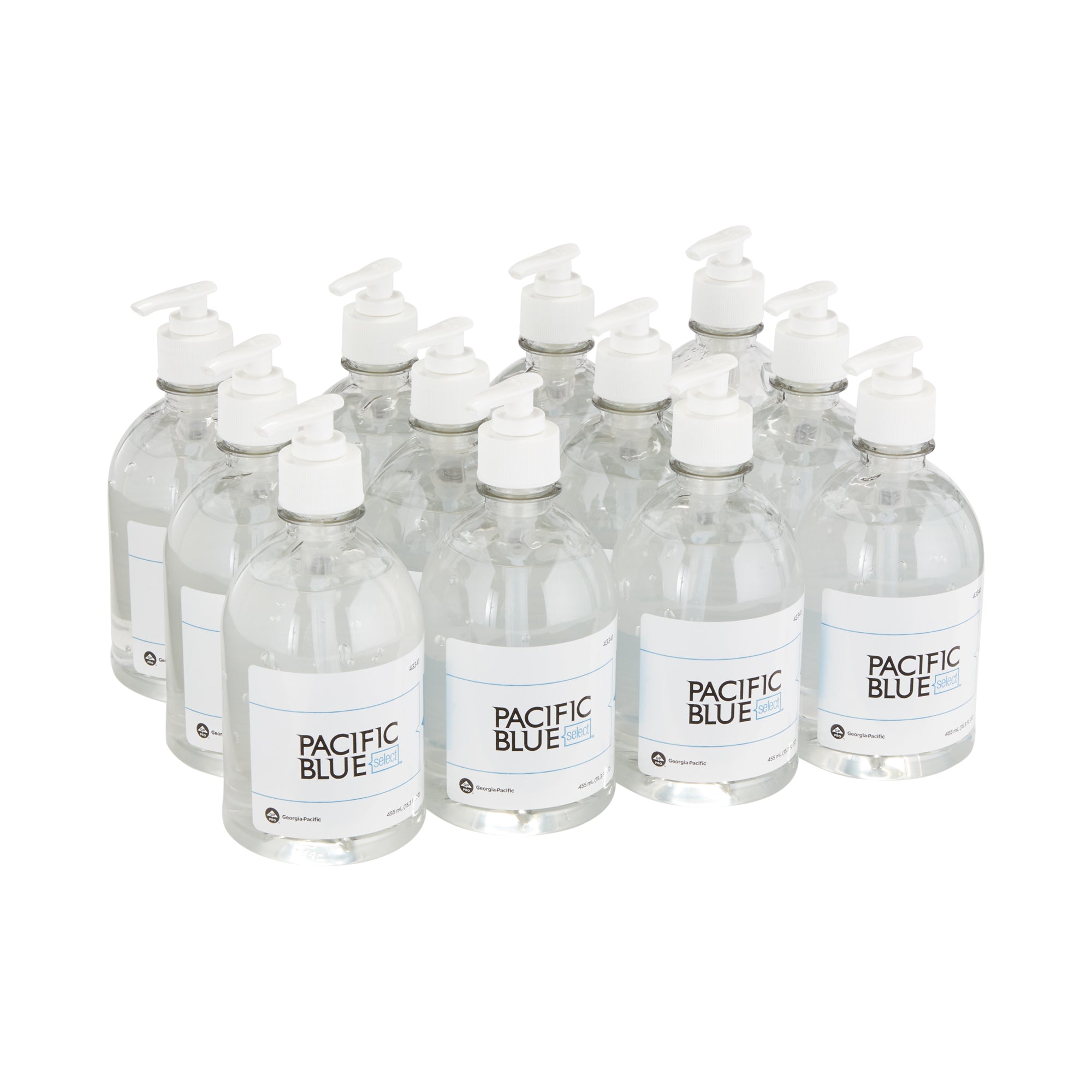 חומר חיטוי ידיים בג'ל PACIFIC BLUE BASIC™ מבית GP PRO (ג'ורג'יה פסיפיק), ללא צבע וניחוח, (12 בקבוקים של 45 mL סהכ 540 mL)