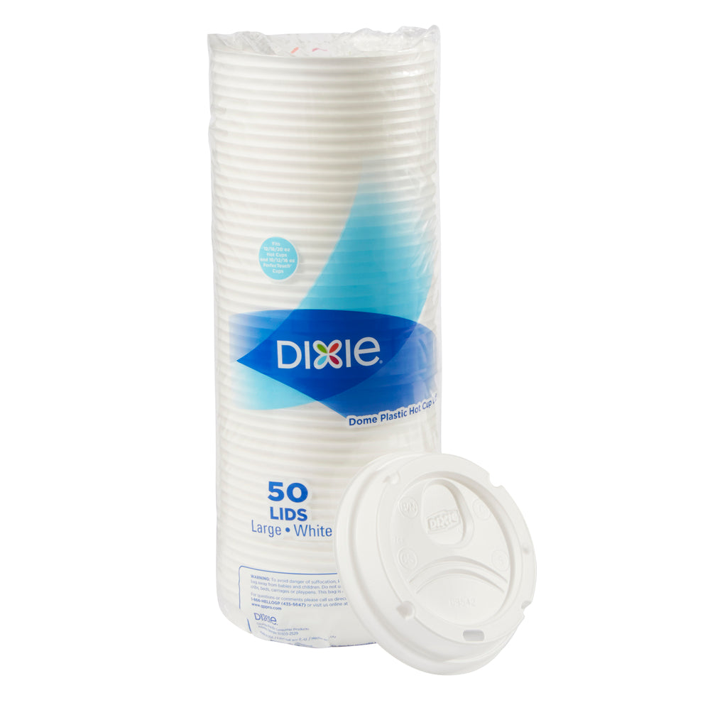 מכסי כוס חמה מפלסטיק DIXIE® DOME מבית GP PRO (ג'ורג'יה-פסיפיק), גדולים, לבנים, 500 מכסים לכל מארז