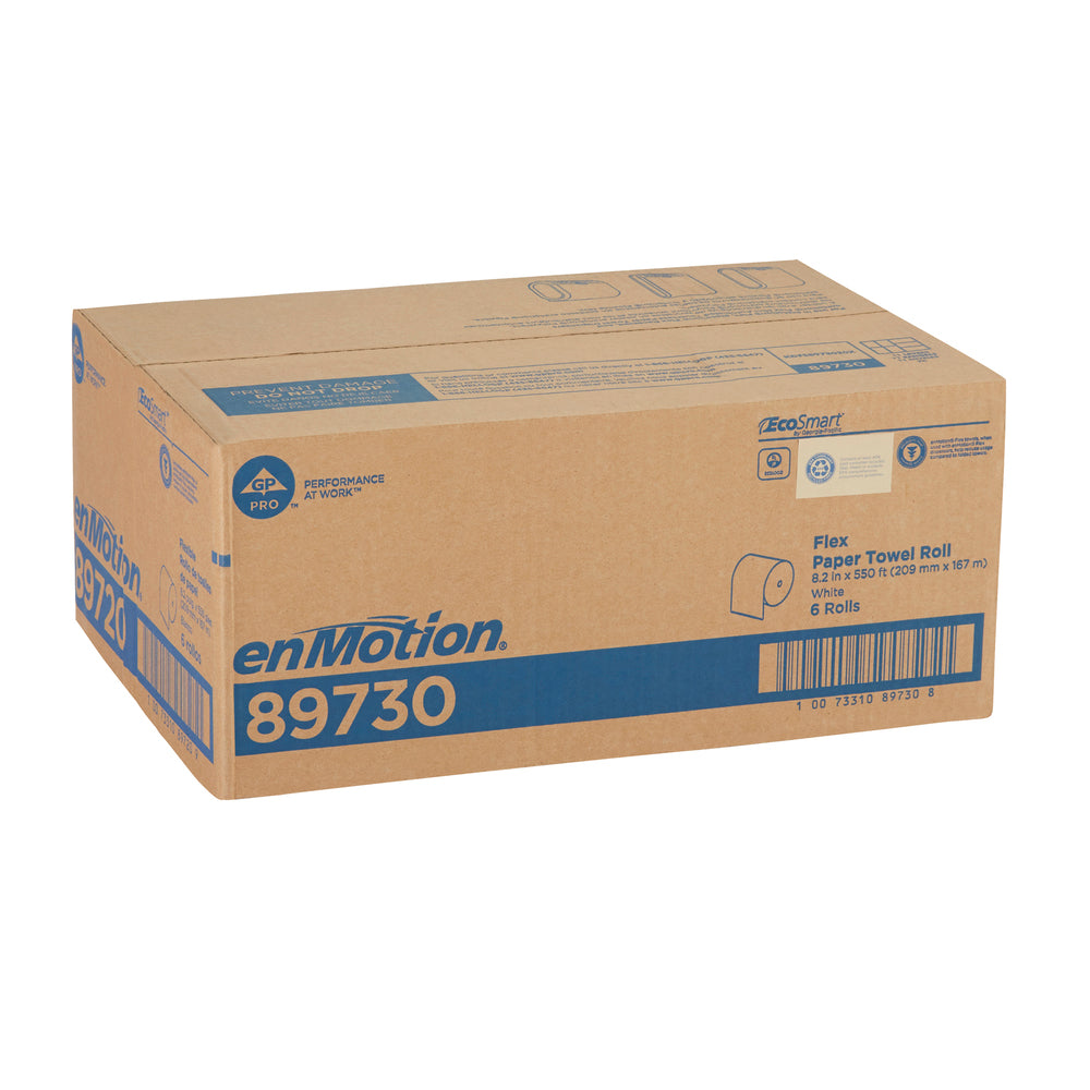 גלילי מגבות נייר ממוחזרים ENMOTION® FLEX מבית GP PRO (ג'ורג'יה פסיפיק), לבן, (6 גלילים של 167.64 מטרים סהכ 1,005.84 מטרים)