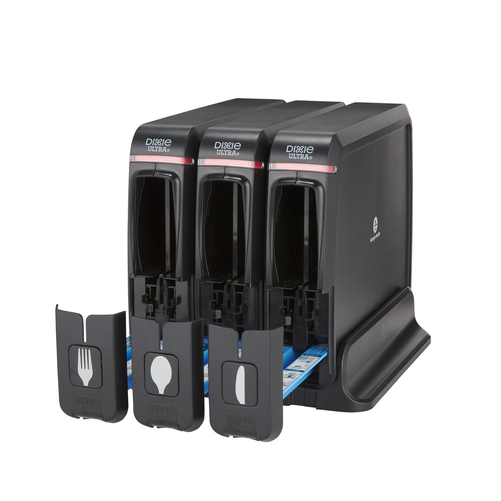 מתקן לסכום עטוף מסדרת DIXIE ULTRA® SMARTSTOCK® מבית GP PRO, אריזה משולשת, שחור, 1 כל אחד: מזלג, כף וסכין