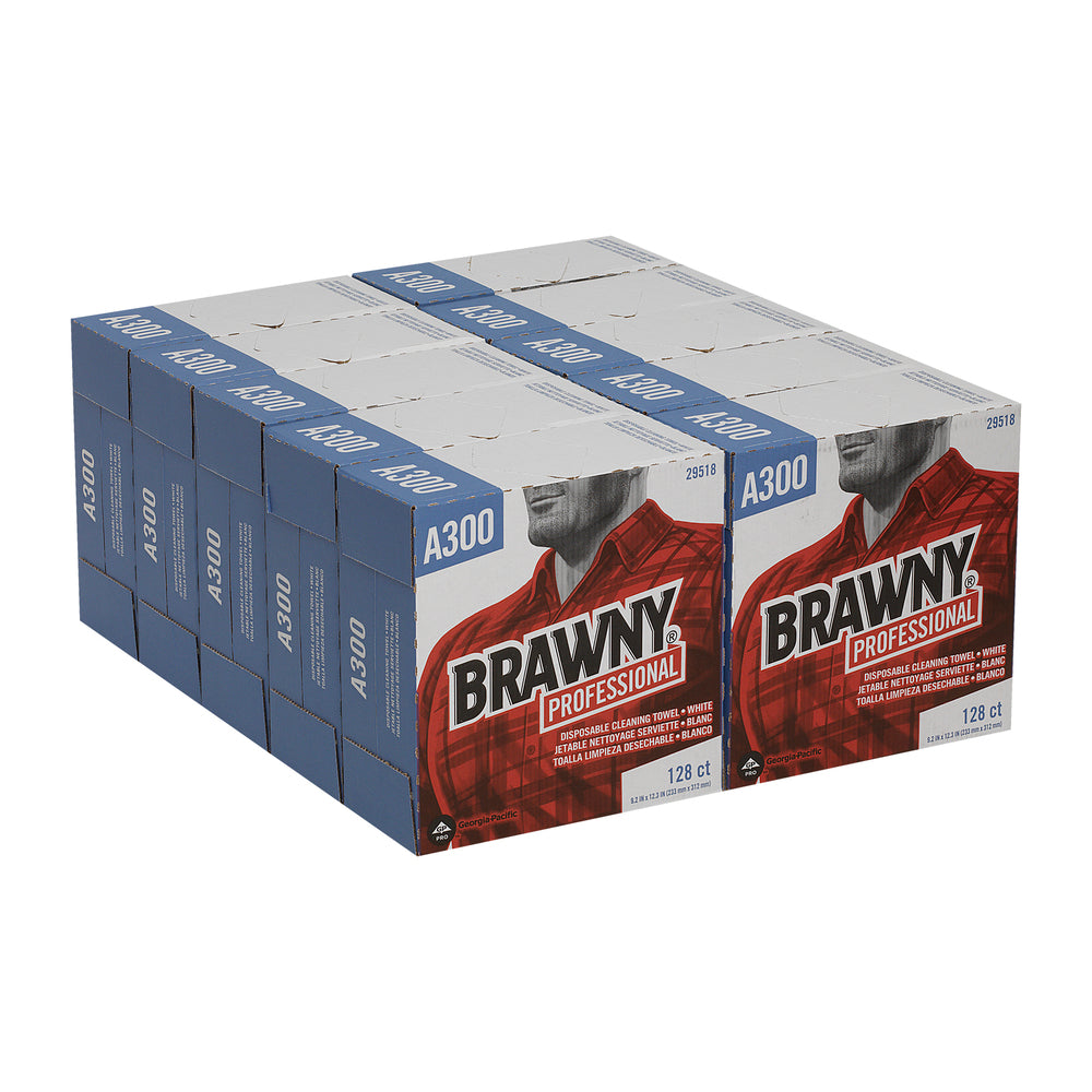 מגבות ניקוי חד פעמיות של BRAWNY® PROFESSIONAL A300 מבית GP PRO (ג'ורג'יה פסיפיק), קופסה גבוהה, לבן, (10 קופסאות של 66 מגבות סהכ 660 מגבות)