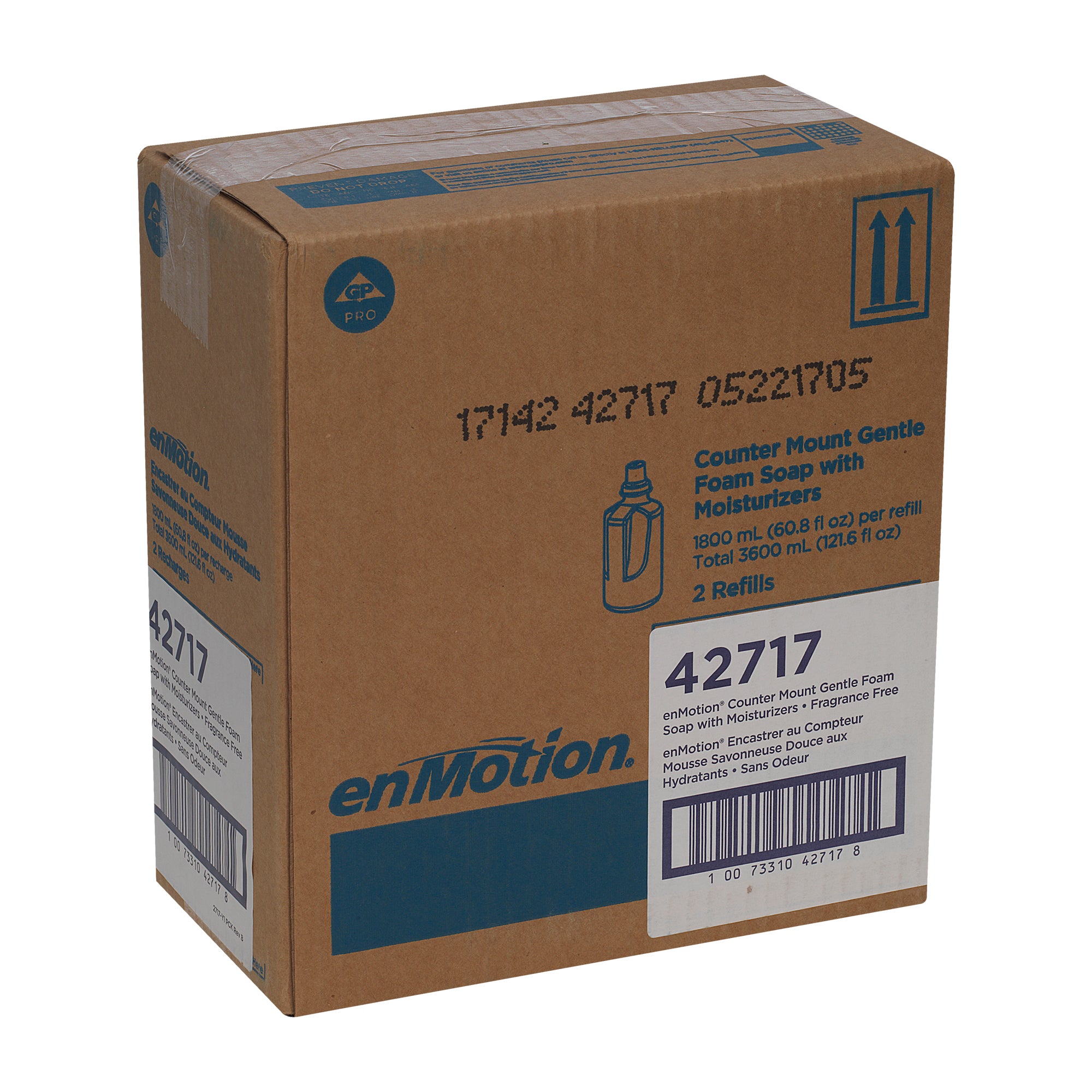 מילוי למתקן סבון עם תושבת לדלפק של ENMOTION® מבית GP PRO (ג'ורג'יה פסיפיק), ללא צבע וניחוח, (2 בקבוקים של 1800 mL סהכ 3600 mL)
