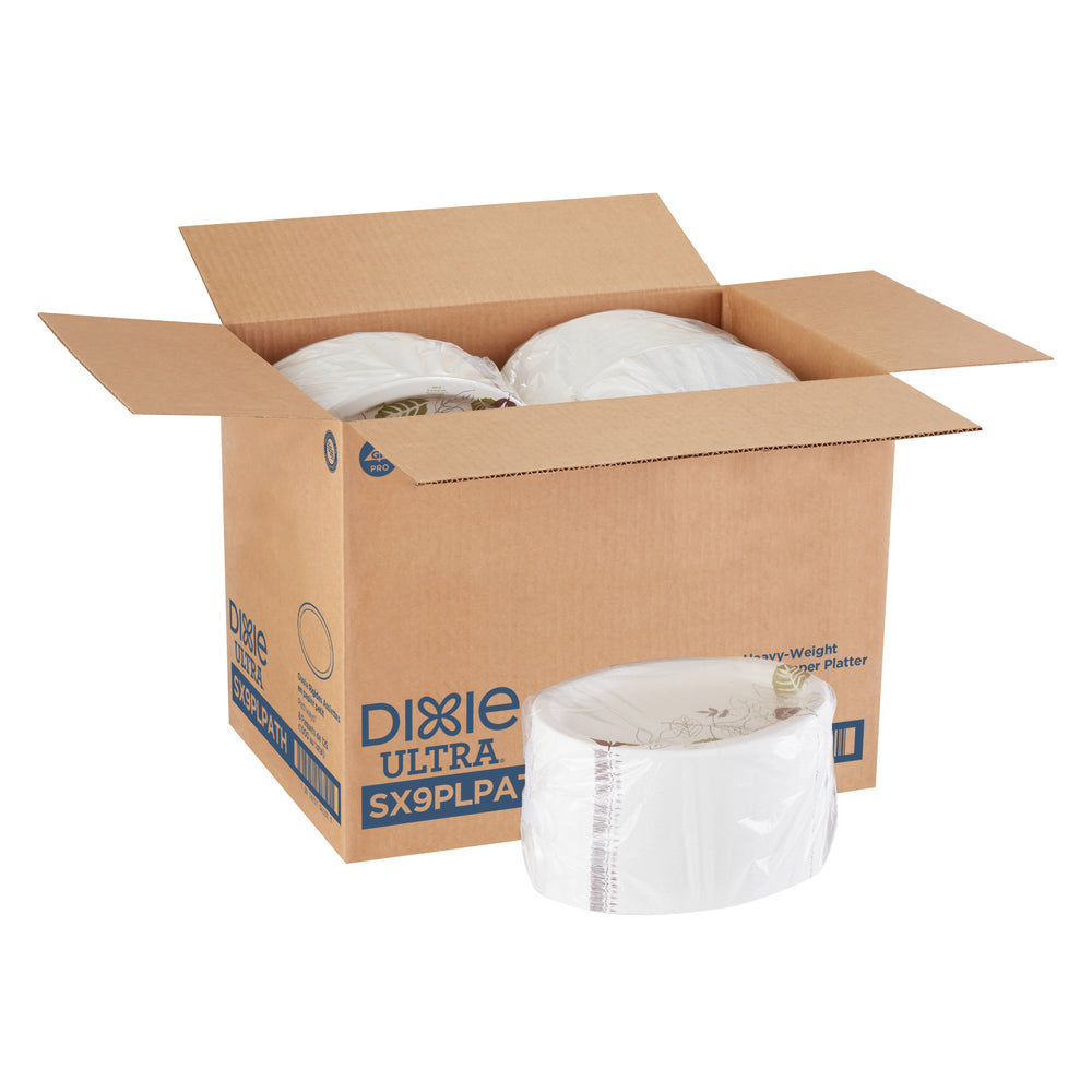 מגשי נייר קטנים עבים במיוחד של DIXIE ULTRA® מבית GP PRO (ג'ורג'יה-פסיפיק), איור עלים®, (8 חבילות של 125 מגשים סהכ 1000 מגשים)
