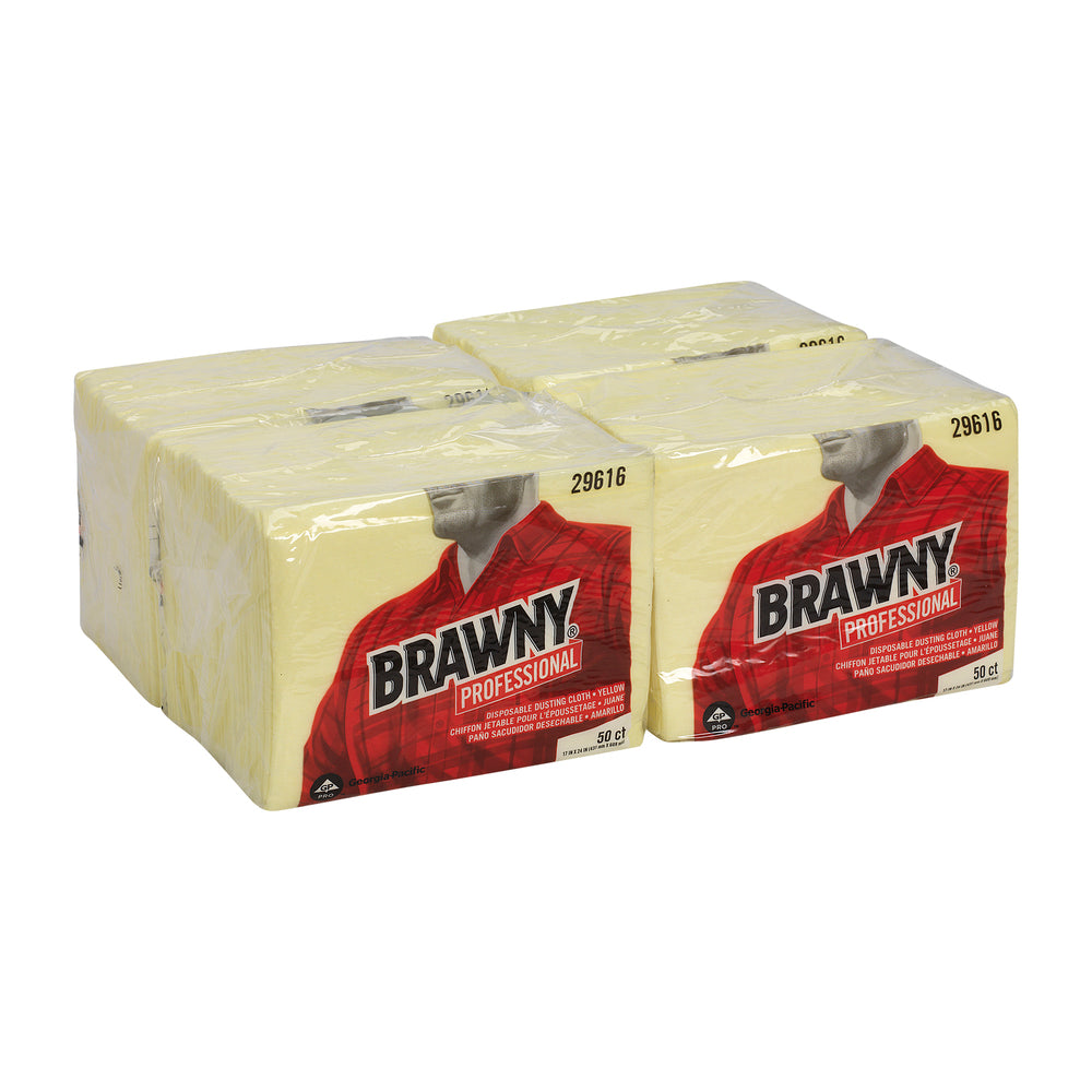 מטליות אבק חד פעמיות של PROFESSIONAL BRAWNY® מבית GP PRO (ג'ורג'יה פסיפיק), צהוב, (4 חבילות של 50 מגבות סהכ 200 מגבות)