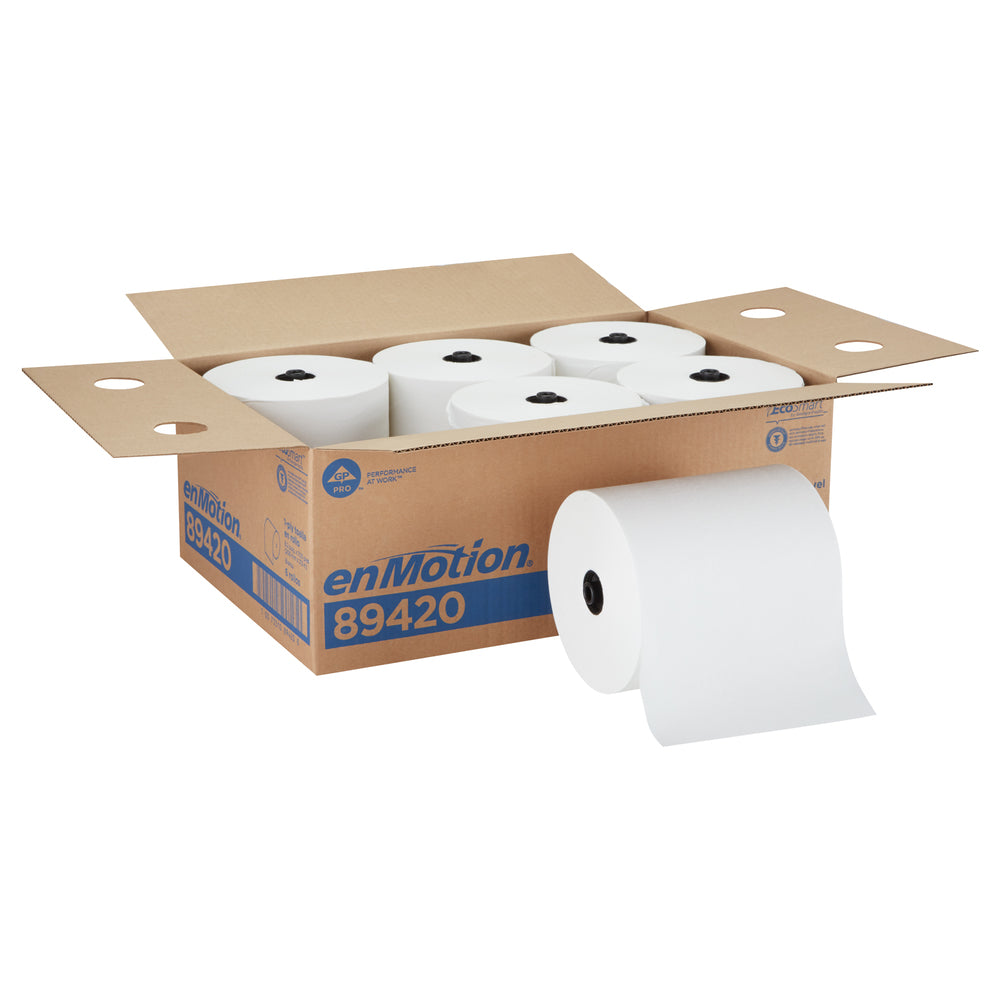 גלילי מגבות נייר ENMOTION® 8 מבית GP PRO (ג'ורג'יה פסיפיק), לבן, (6 גלילים של 213.36 מטרים סהכ 1,280.16 מטרים)