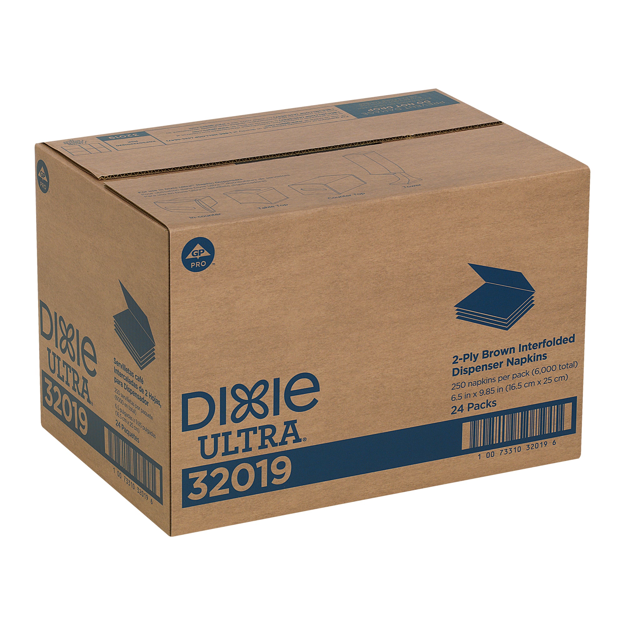 מילוי מתקן משולב למפיות דו-שכבתיות של DIXIE ULTRA® מבית GP PRO (ג'ורג'יה פסיפיק), חום, 6,000 מפיות לכל מארז