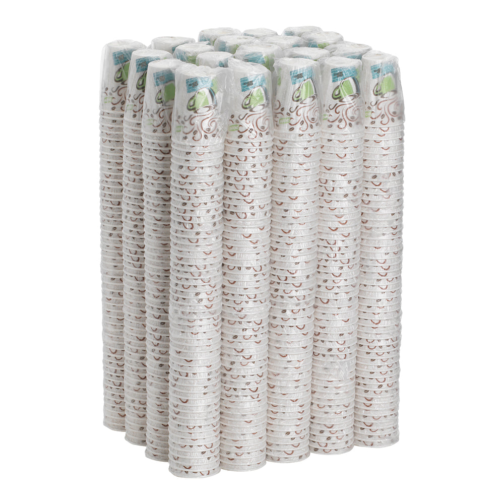 DIXIE® PERFECTOUCH® 12 OZ כוסות קפה חמות עטופות נייר מבודדות, מתאימות למכסים גדולים, עיצוב קפה, 1,000 כוסות/מארז