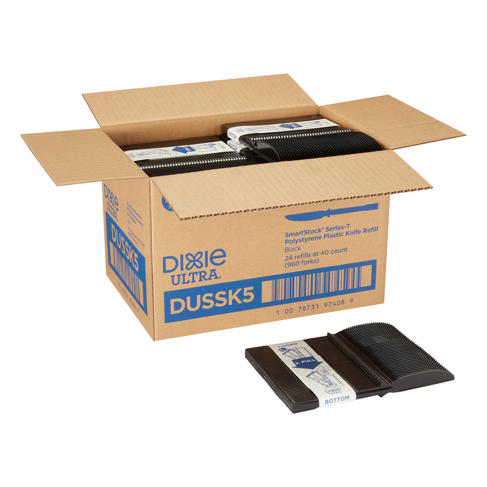 מילוי סכין מפלסטיק קשיח למתקן GP PRO DIXIE ULTRA® SMARTSTOCK® SERIES-T, שחור, 960 סכינים לכל מארז