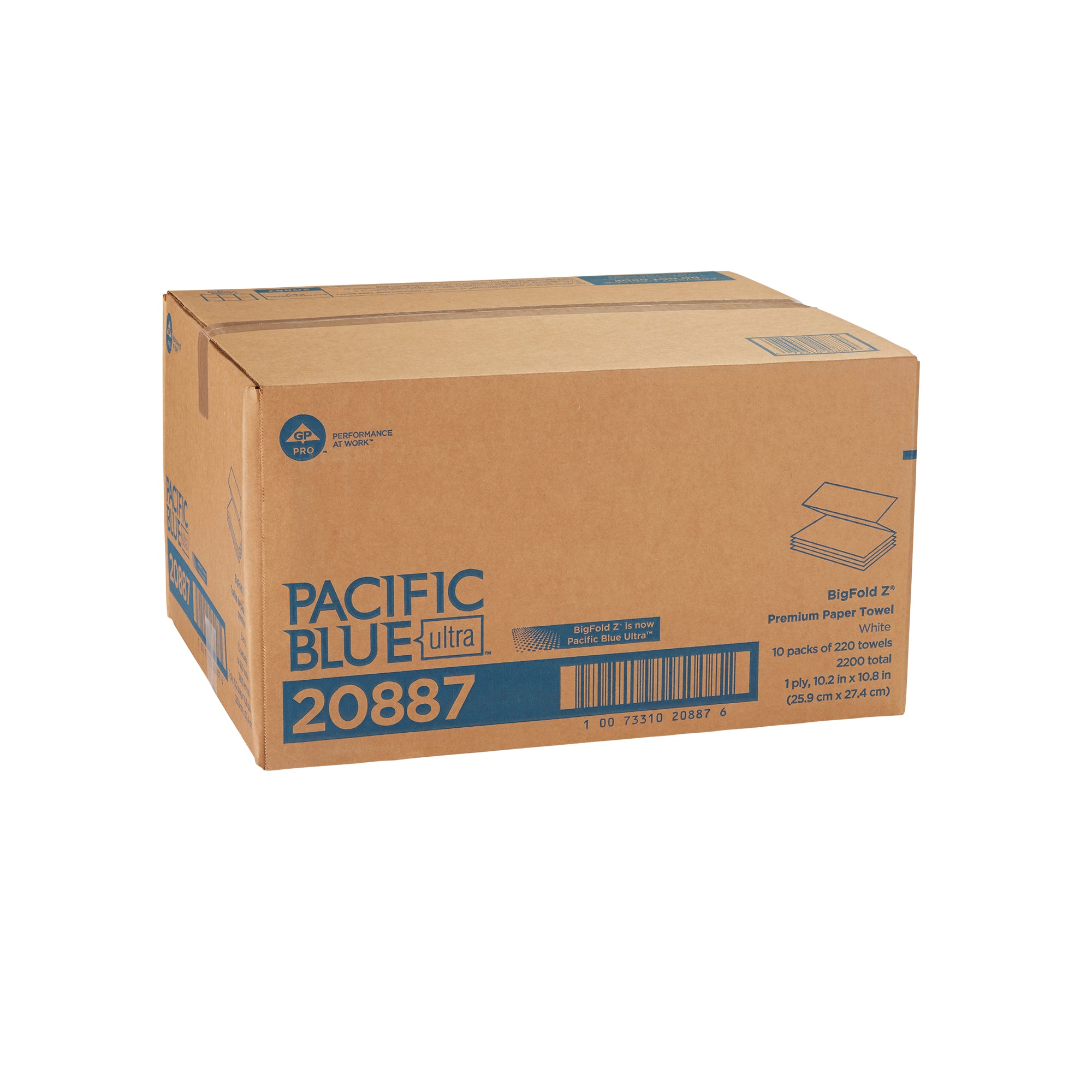 מגבות נייר פרימיום Pacific Blue Ultra™ BIGFOLD Z® מבית GP PRO (ג'ורג'יה פסיפיק), לבן, 2,200 מגבות/מארז
