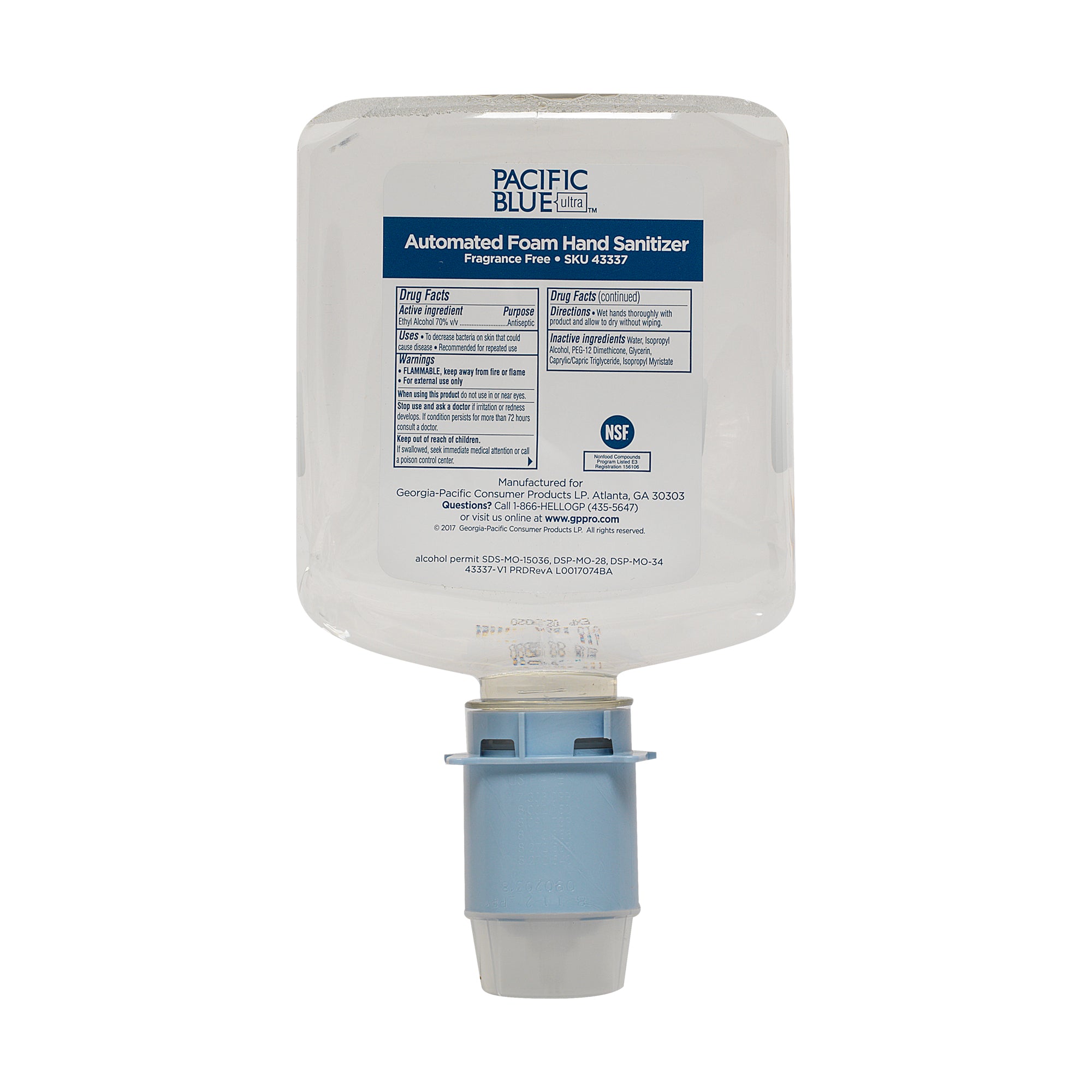 סבון קצף לחיטוי PACIFIC BLUE ULTRA™, נטול צבע וריח, (3 בקבוקים של 1,000 mL סהכ 3,000 mL), 7500 שימושים