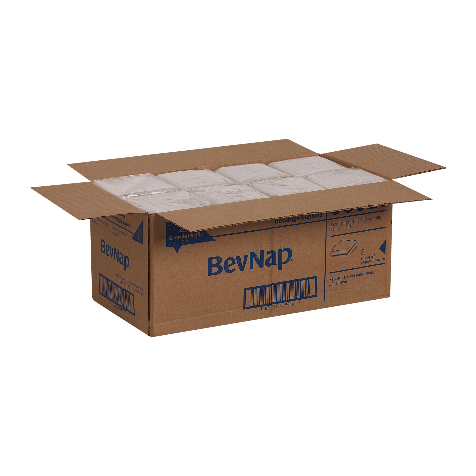 מפית משקאות מסוג BEVNAP® קיפול 1/4 שכבה אחת מבית GP PRO (ג'ורג'יה פסיפיק), 9.5 ˟ 9.5 אינץ', חום, 4,000 מפיות לכל מארז