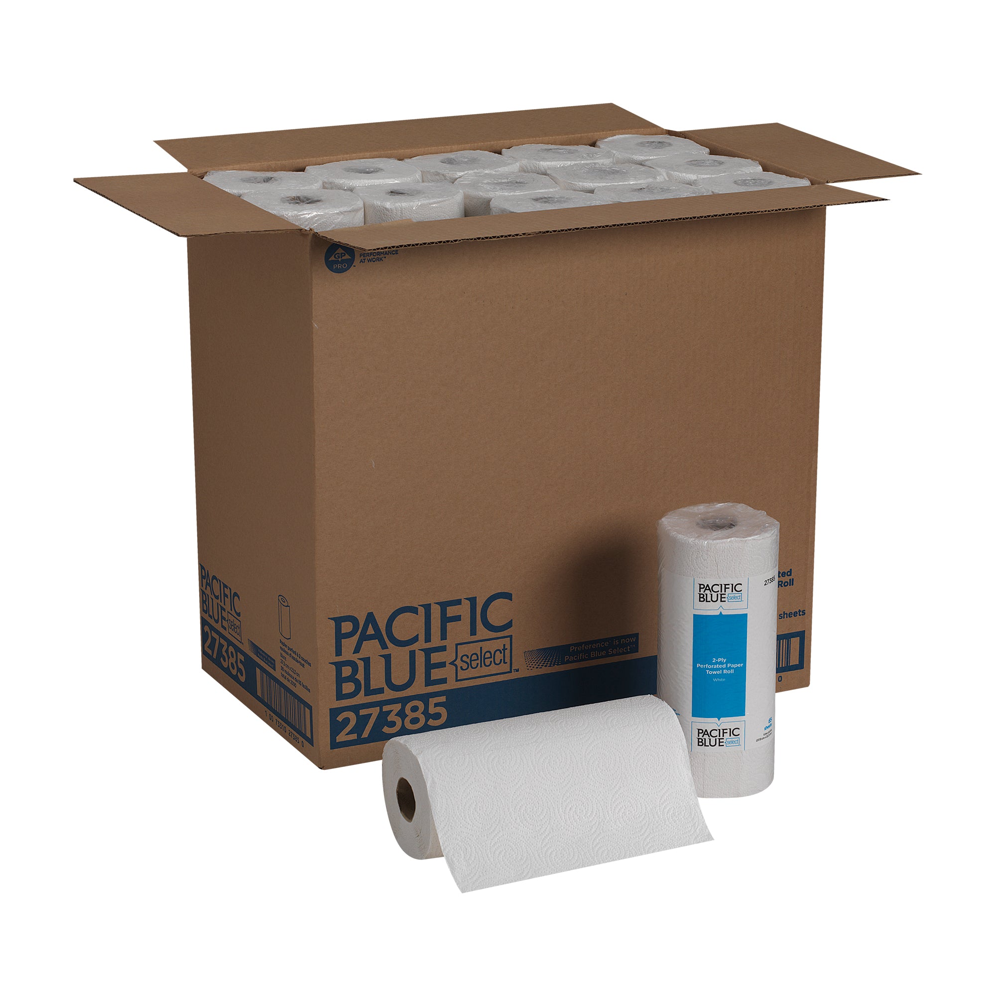 גליל מגבת נייר מחורר דו-שכבתי PACIFIC BLUE SELECT™, לבן, (30 גלילים של 19 מטרים סהכ 569.98 מטרים) 2,550 גליונות למארז