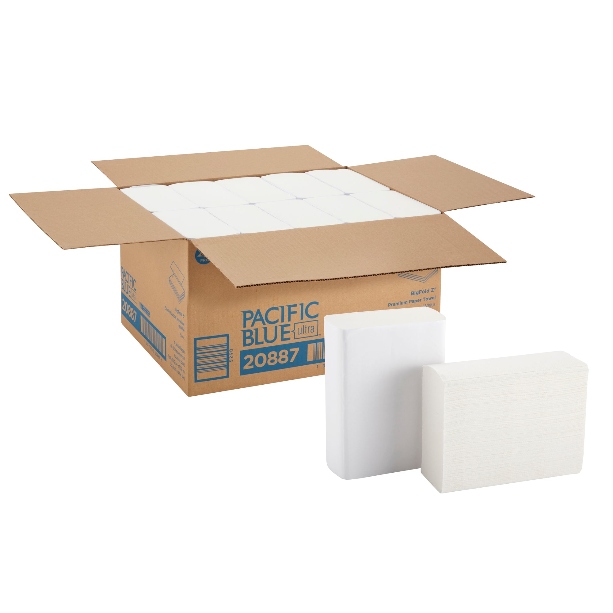 מגבות נייר פרימיום Pacific Blue Ultra™ BIGFOLD Z® מבית GP PRO (ג'ורג'יה פסיפיק), לבן, 2,200 מגבות/מארז