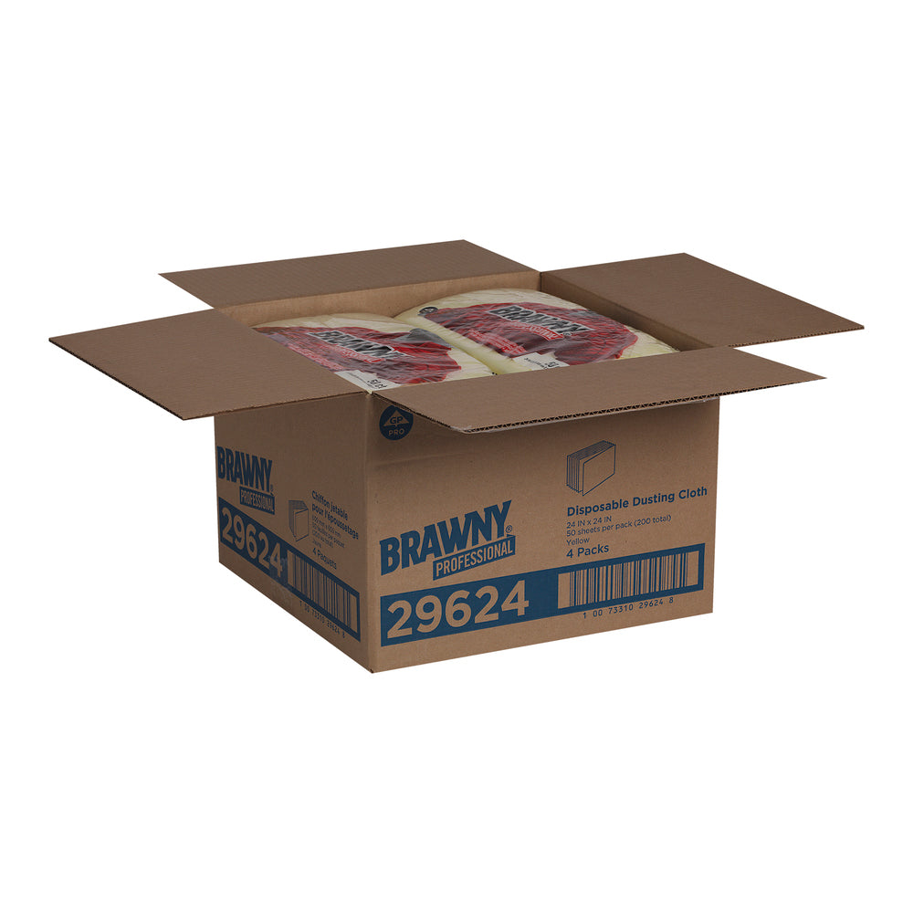 מטליות אבק חד פעמיות מקצועיות של BRAWNY® מבית GP PRO (ג'ורג'יה פסיפיק), צהוב, (4 חבילות של 50 מגבות סהכ 200 מגבות)