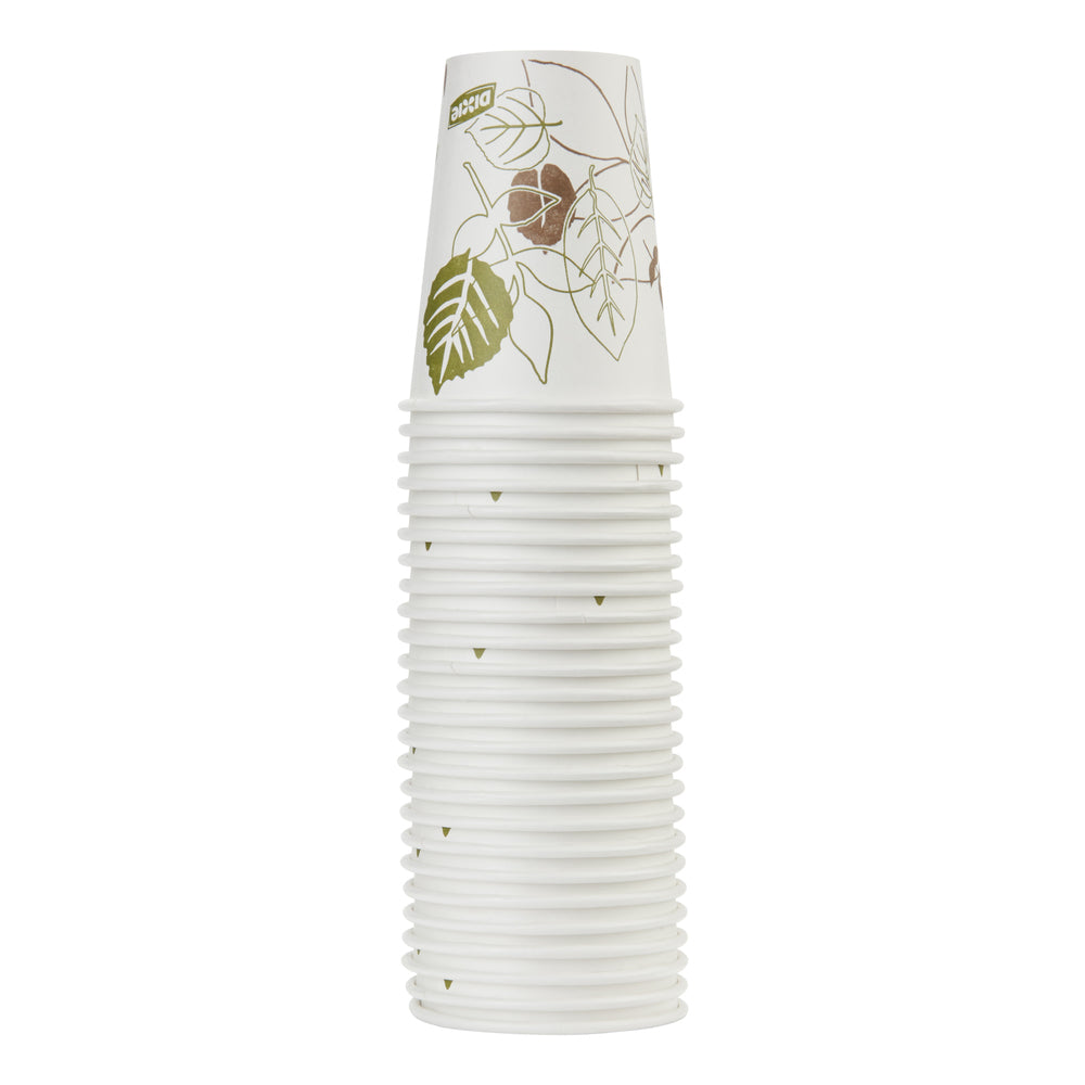 כוסות חמות מנייר DIXIE® 8 OZ מבית GP PRO (ג'ורג'יה פסיפיק), מתאימות למכסים קטנים, איור עלים®, 500 כוסות לכל מארז