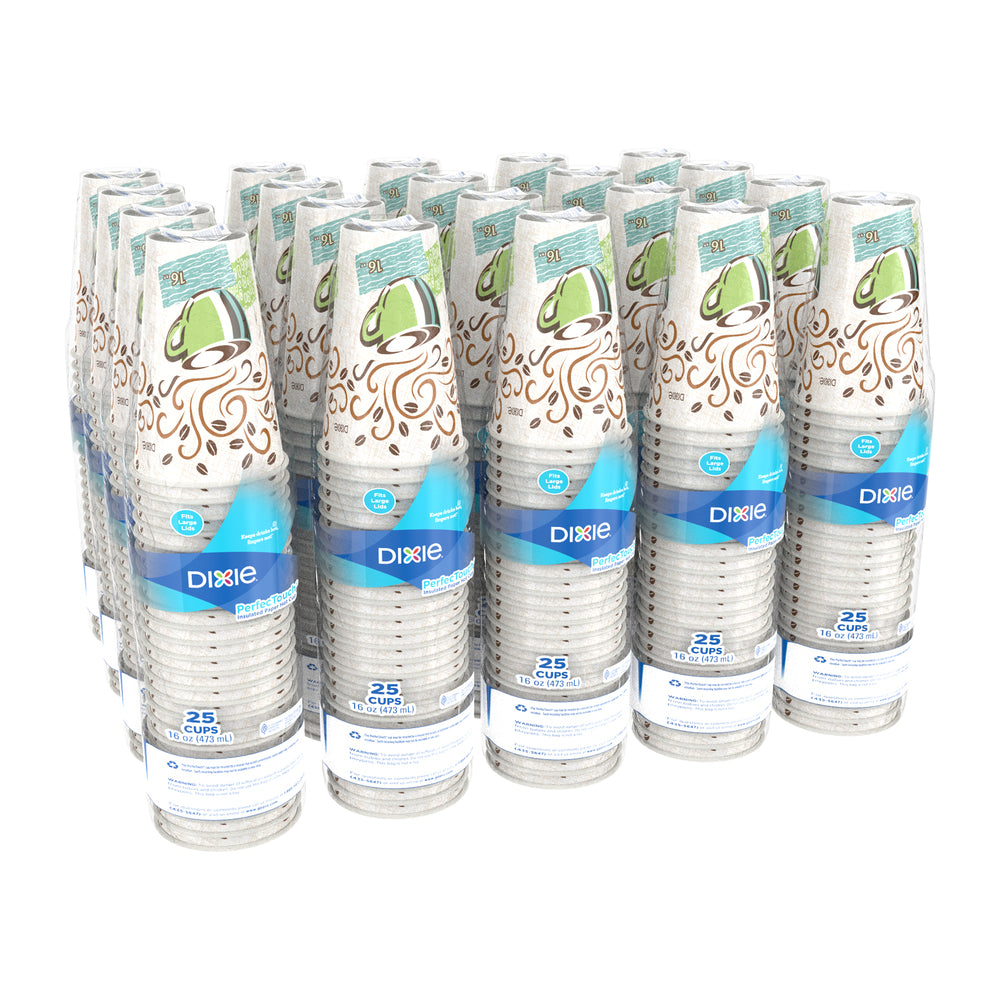 כוסות קפה חם מנייר מבודד DIXIE® PERFECTOUCH® 16 OZ מבית GP PRO (ג'ורג'יה פסיפיק), מתאימות למכסים גדולים, ערפל קפה, 500 כוסות לכל מארז