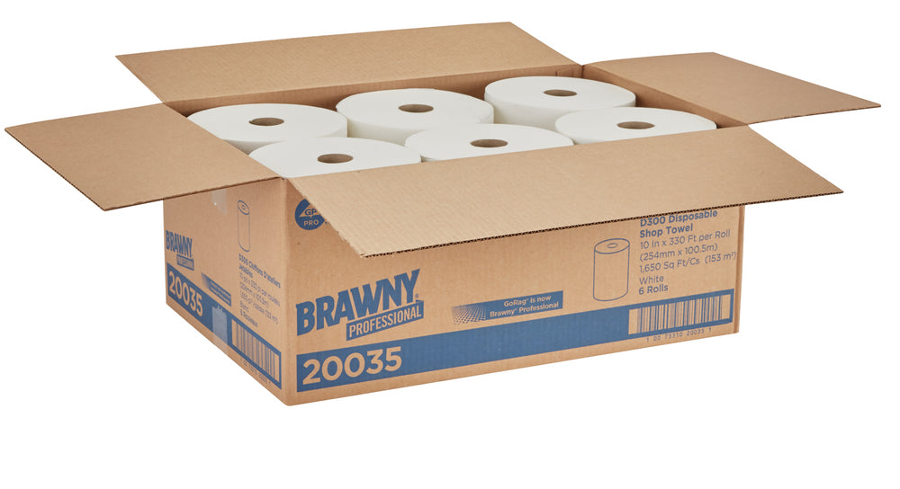 מילוי מגבות חד פעמיות BRAWNY® PROFESSIONAL D300 למתקן 59465 של GP PRO (ג'ורג'יה פסיפיק), לבן, (6 גלילים של 100.58 מטרים סהכ 603.50 מטרים)