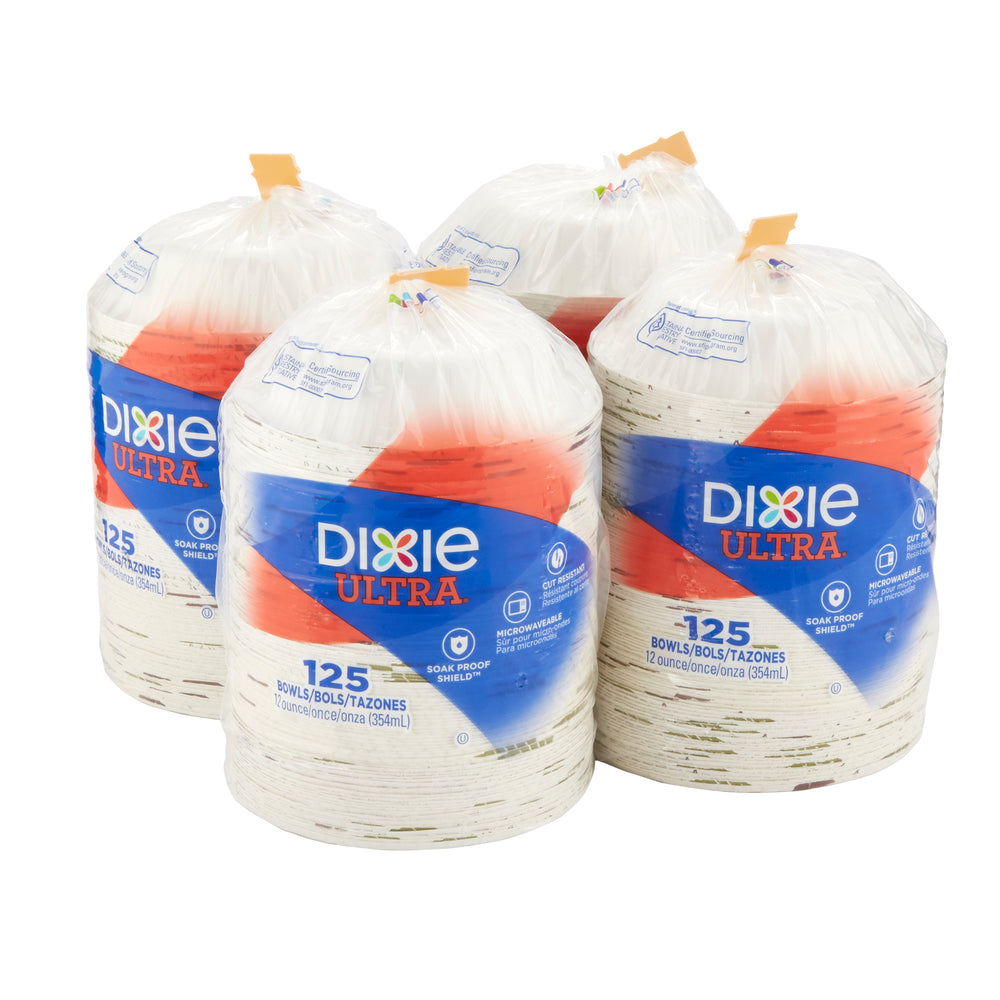 קערות נייר עבות במיוחד DIXIE ULTRA® (12 OZ) מבית GP PRO (ג'ורג'יה פסיפיק), שבילים®, (4 חבילות של 125 קערות סהכ 500 קערות)