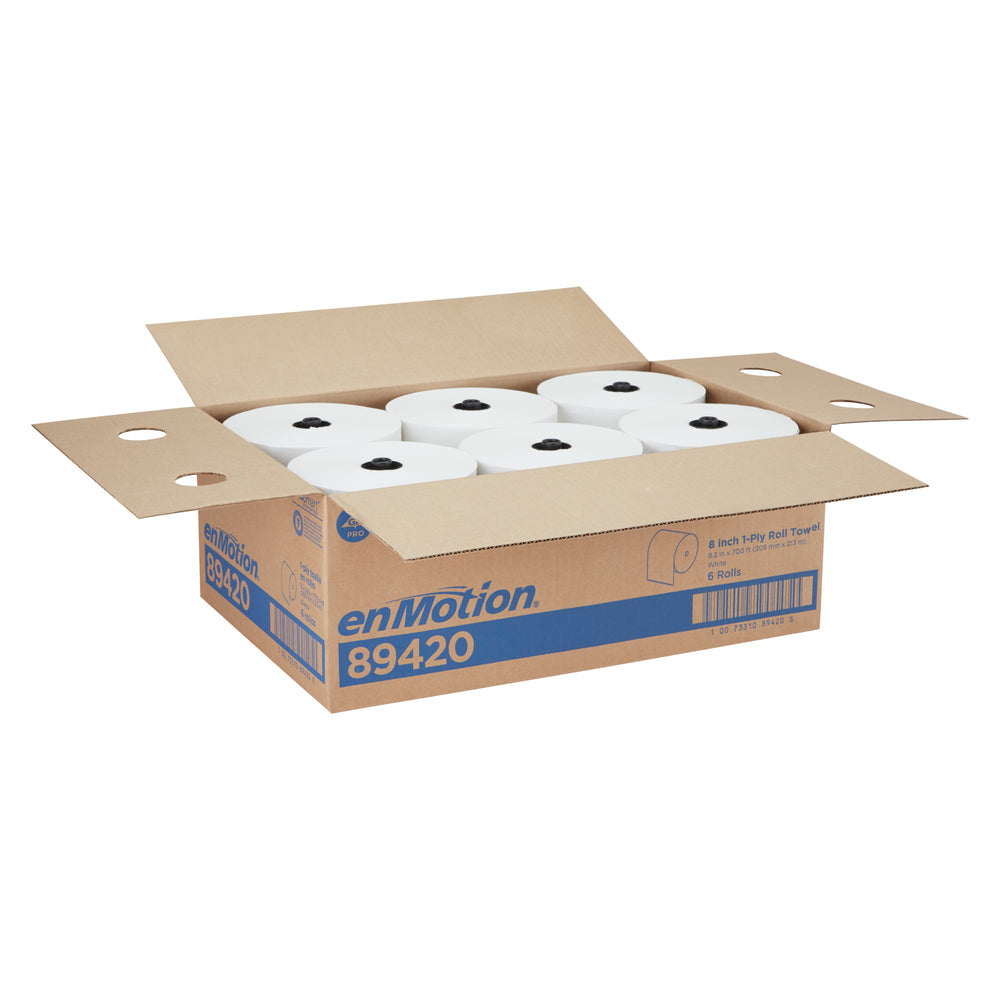 גלילי מגבות נייר ENMOTION® 8 מבית GP PRO (ג'ורג'יה פסיפיק), לבן, (6 גלילים של 213.36 מטרים סהכ 1,280.16 מטרים)