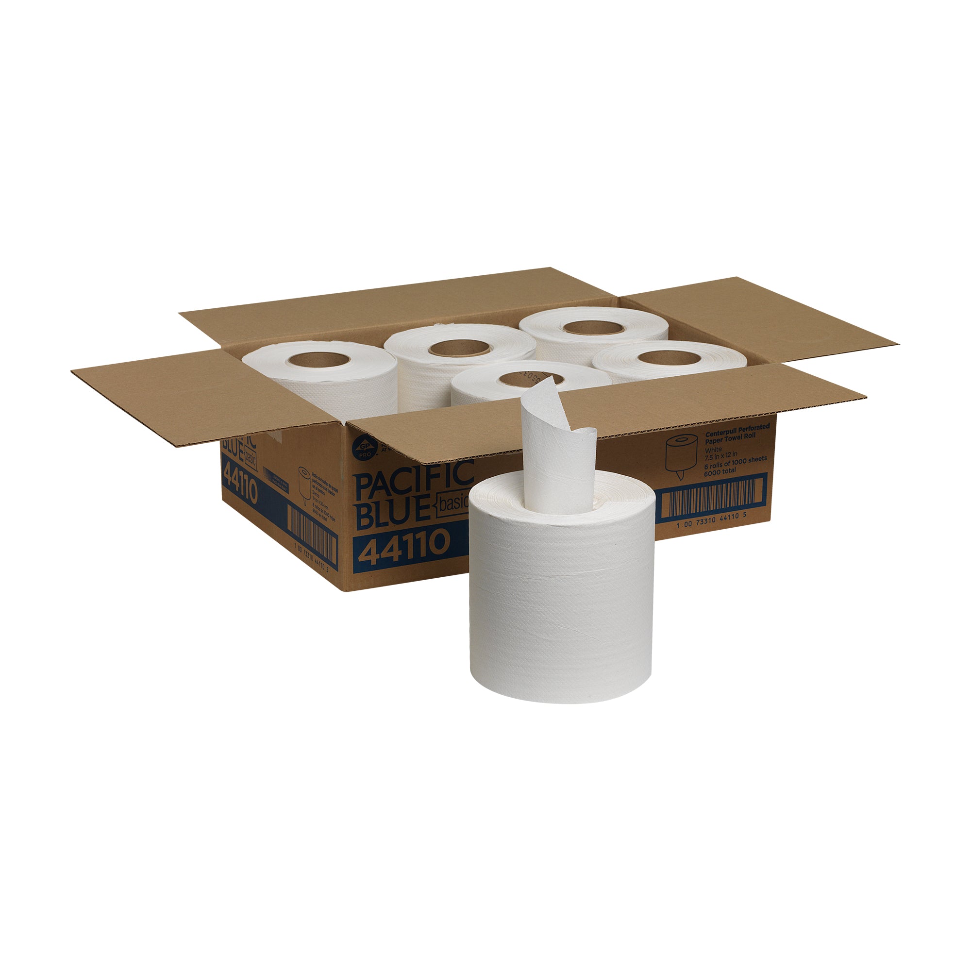 מגבות נייר מחוררות PACIFIC BLUE BASIC™ CENTERPULL מבית GP PRO (ג'ורג'יה פסיפיק), לבן, (6 גלילים של 304.80 מטרים סהכ 1828.80 מטרים) 6,000 גליונות למארז