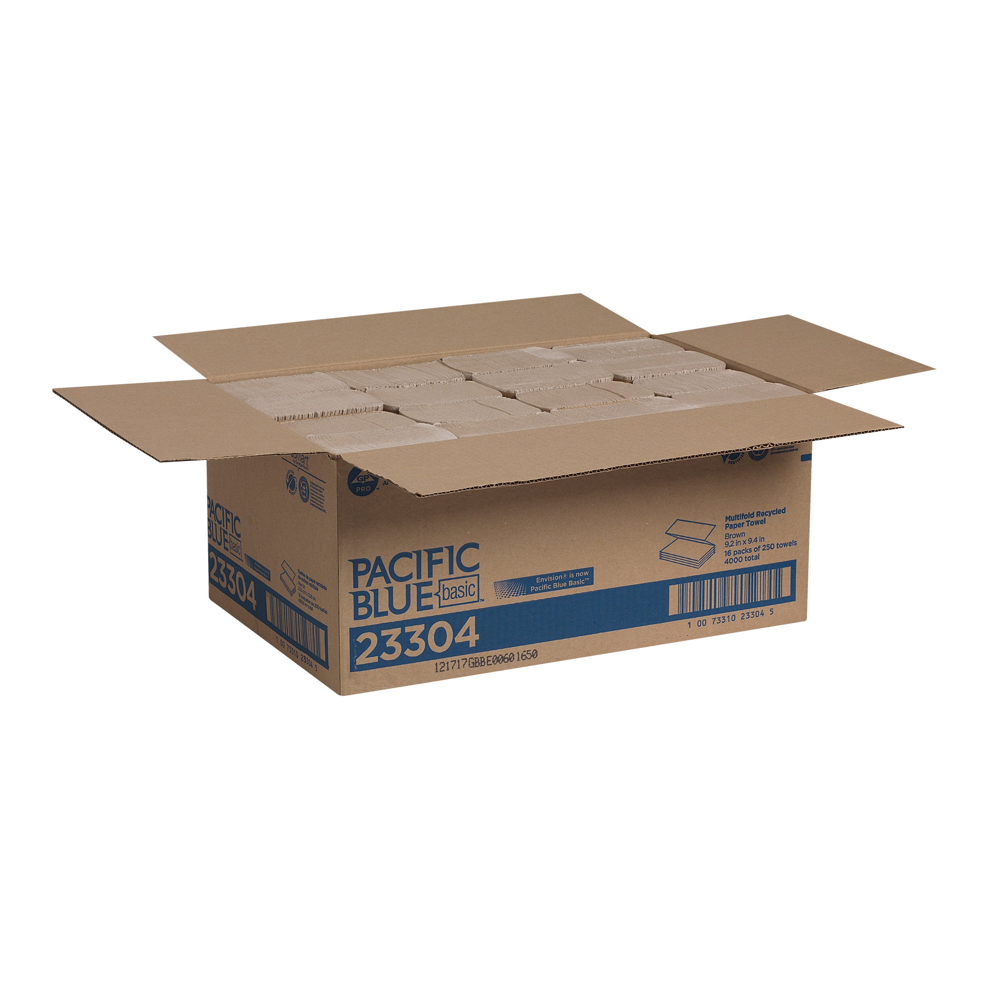 PACIFIC BLUE BASIC™ מגבת נייר ממוחזרת מרובת שכבות מבית GP PRO (ג'ורג'יה פסיפיק), חומה, מארז 4,000 מגבות