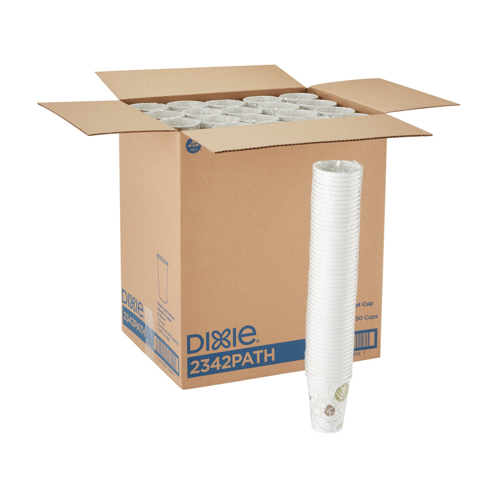 כוסות נייר חמות DIXIE® 12 OZ מבית GP PRO (ג'ורג'יה פסיפיק), מתאימות למכסים גדולים, איור עלים®, 1,000 כוסות לכל מארז