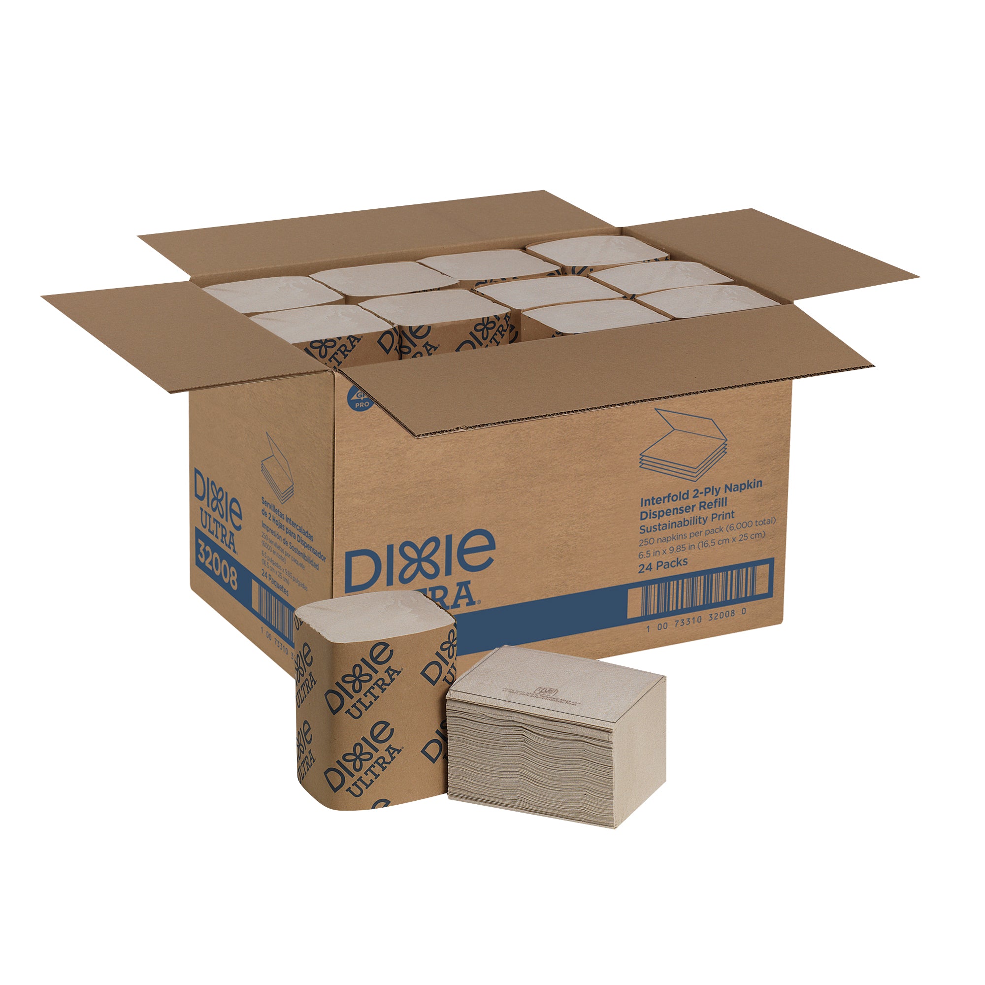 מילוי מתקן למפיות דו-שכבתי ות משולב של DIXIE ULTRA® מאת GP PRO, הדפס אקולוגי, 6000 מפיות לכל מארז