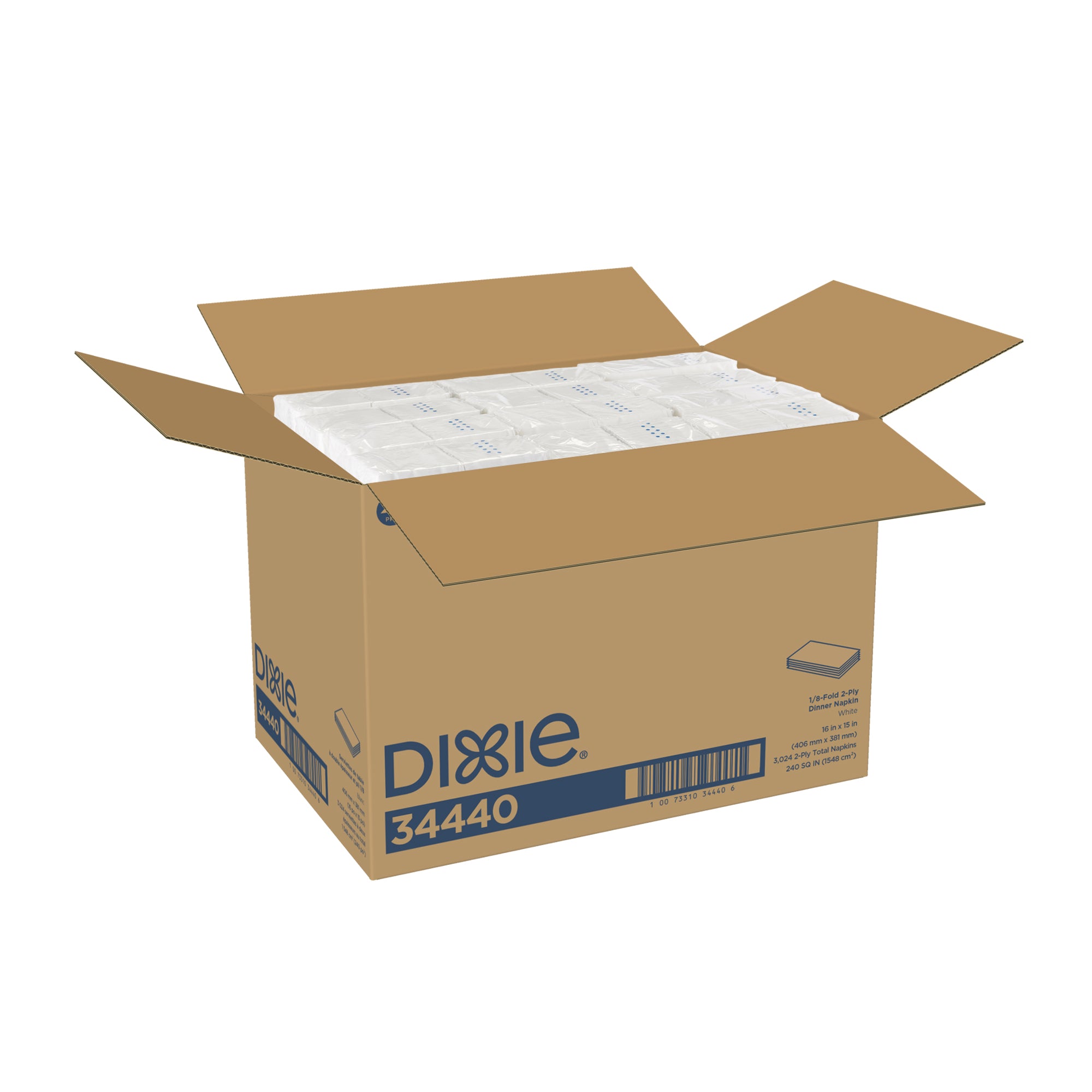 מפית ארוחת ערב 2 שכבות GP PRO DIXIE, קיפול 1/8, לבן, 3024 מפיות למארז