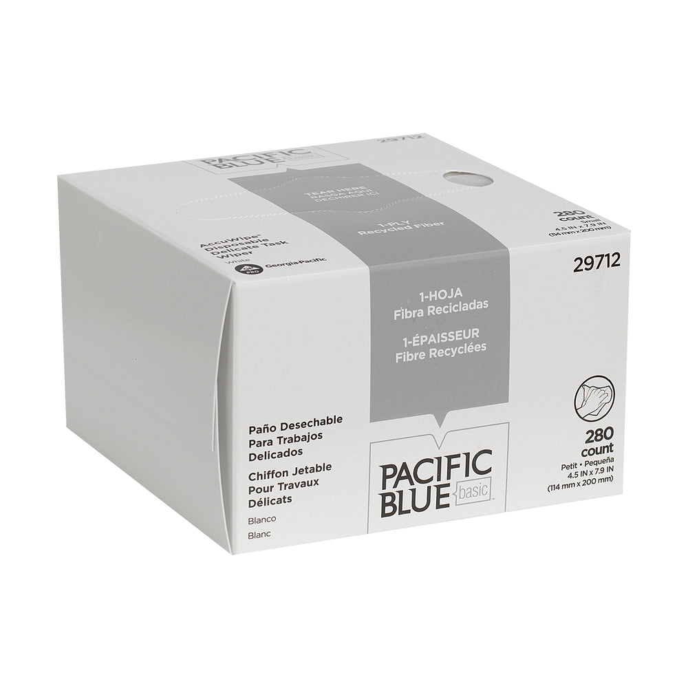 PACIFIC BLUE BASIC™ ACUWIPE® מגבי עבודה עדינים חד שכבתיים ממוחזרים מבית GP PRO, קטנים, לבנים, (60 קופסאות של 280 מגבות סהכ 16,800 מגבות)
