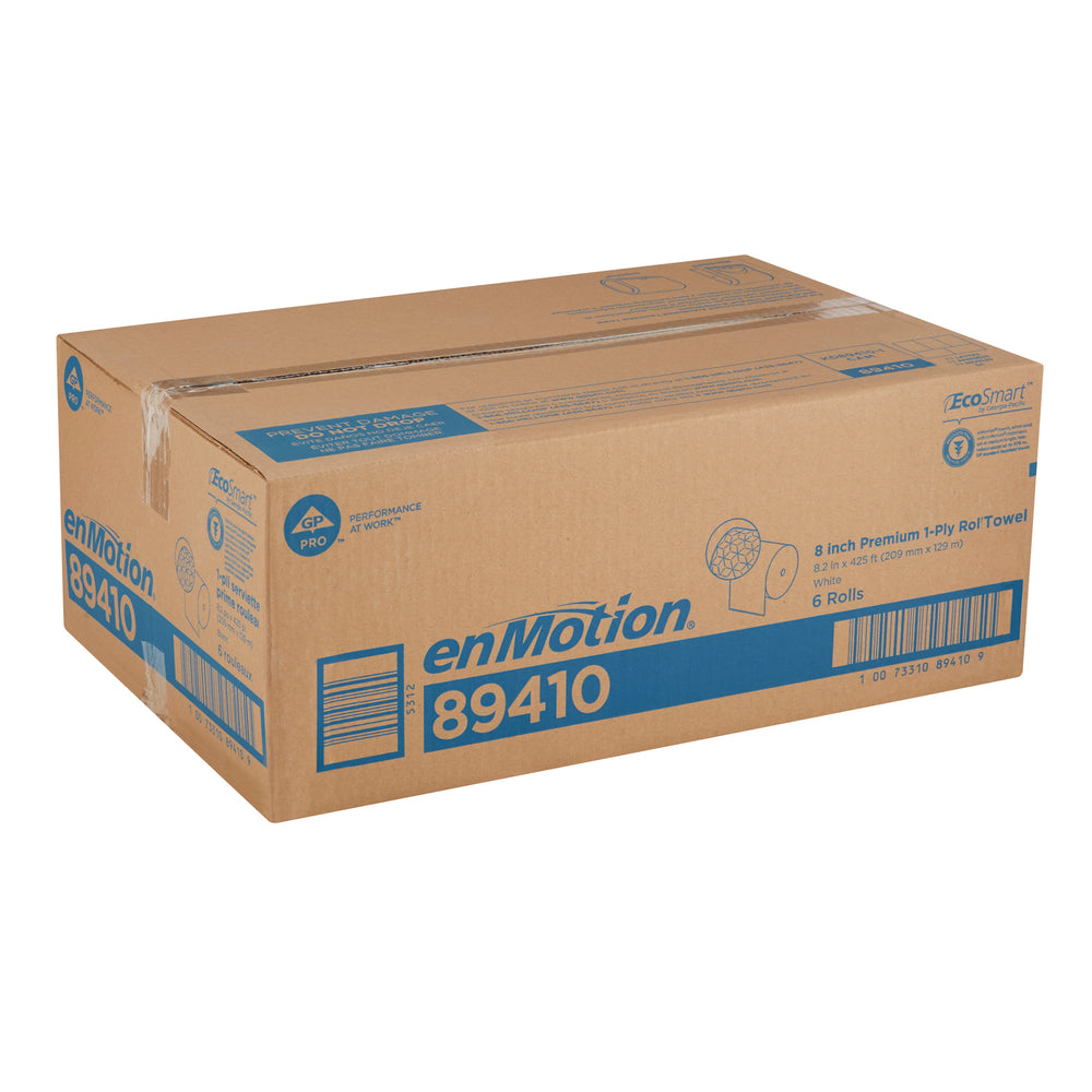 גלילי מגבות נייר פרימיום ENMOTION® 8 מבית GP PRO (ג'ורג'יה פסיפיק), לבן, (6 גלילים של 129.54 מטרים סהכ 777.24 מטרים)