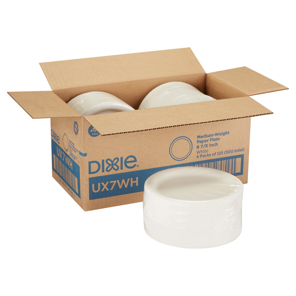 צלחות נייר עבות (IN 6 7/8) מסדרת DIXIE® מבית GP PRO (ג'ורג'יה-פסיפיק), לבן, 500 צלחות לכל מארז