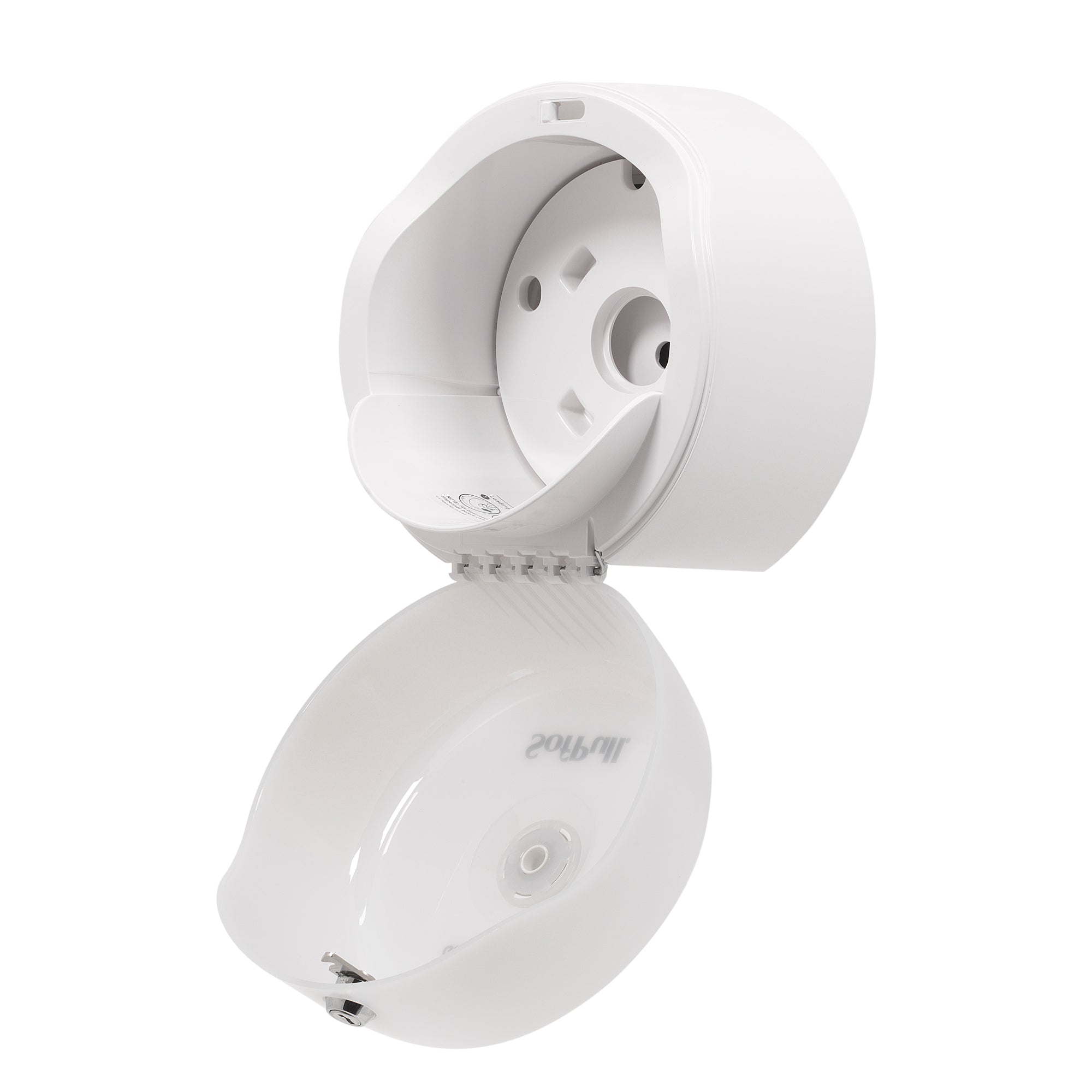 מתקן נייר טואלט מיני גליל 1 של SOFPULL® CENTERPULL מבית GP PRO (ג'ורג'יה פסיפיק), לבן, מתקן אחד
