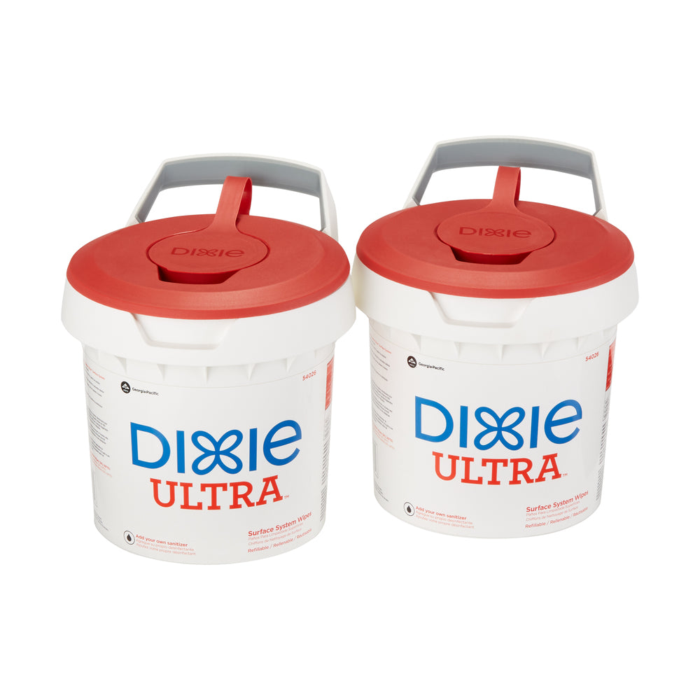 מתקן ניגוב מערכת המשטח DIXIE ULTRA™ לשירותי מזון מבית GP PRO, לבן, 2 מתקנים, 2 מכסים וכוס מדידה/מארז אחד