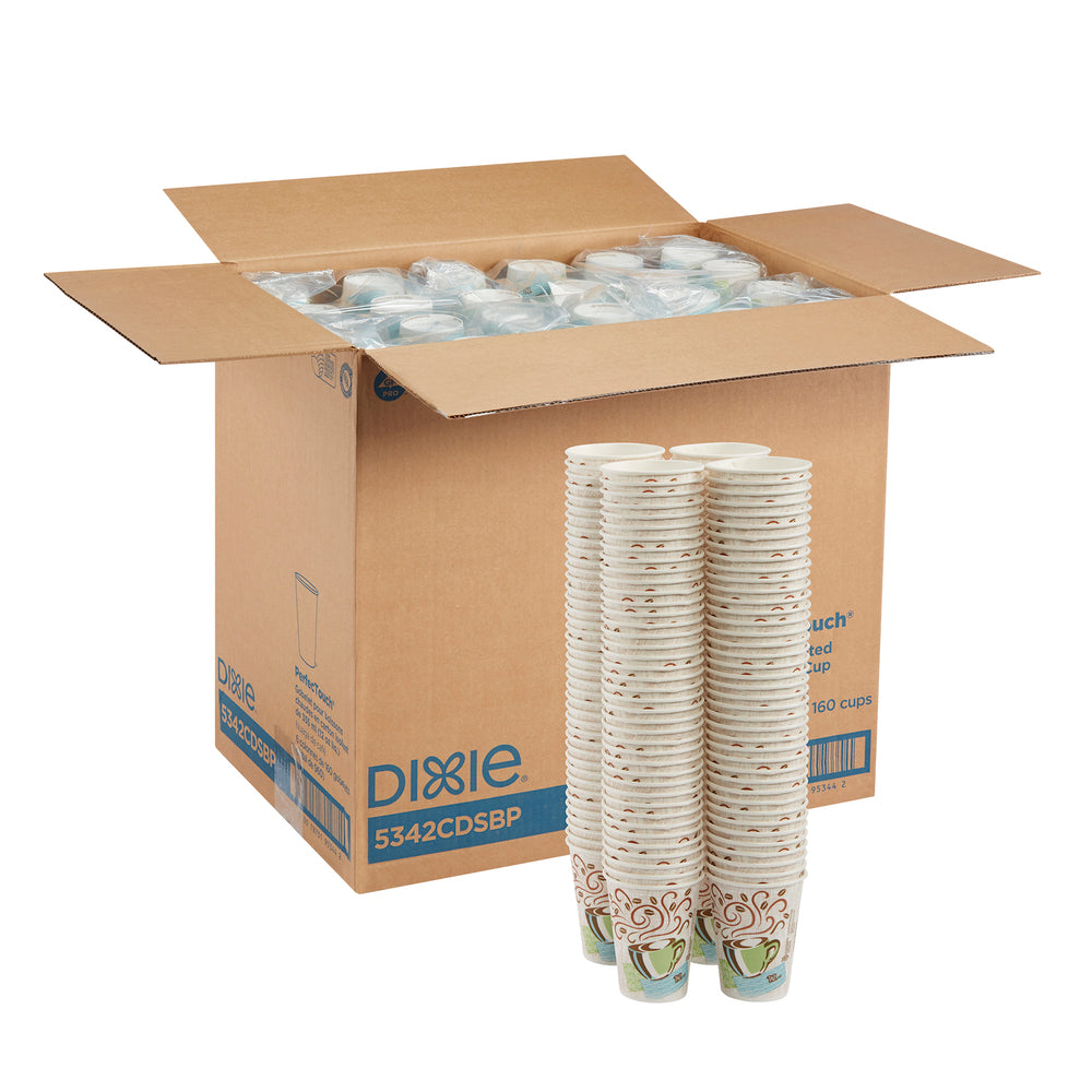כוסות קפה חם מנייר מבודד DIXIE® PERFECTOUCH® 12 OZ מבית GP PRO (ג'ורג'יה פסיפיק), מתאימות למכסים גדולים, ערפל קפה, 960 כוסות לכל מארז