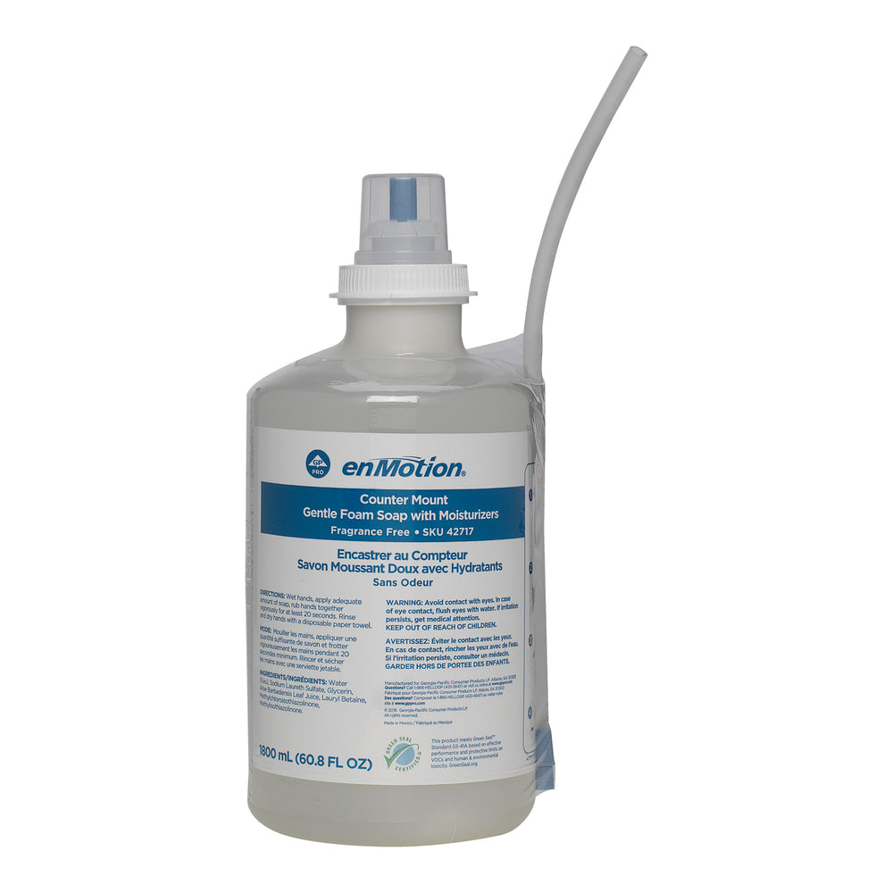 מילוי למתקן סבון עם תושבת לדלפק של ENMOTION® מבית GP PRO (ג'ורג'יה פסיפיק), ללא צבע וניחוח, (2 בקבוקים של 1800 mL סהכ 3600 mL)