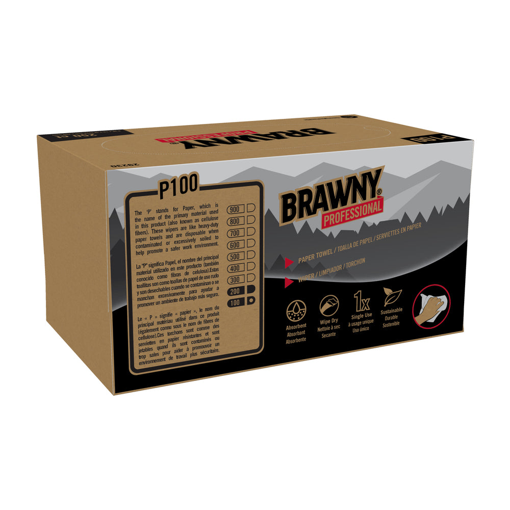 מגבות ניקוי חד פעמיות BRAWNY® PROFESSIONAL P100 מבית GP PRO (ג'ורג'יה פסיפיק), לבן, (24 קופסאות של 250 מגבות סהכ 6,000 מגבות)