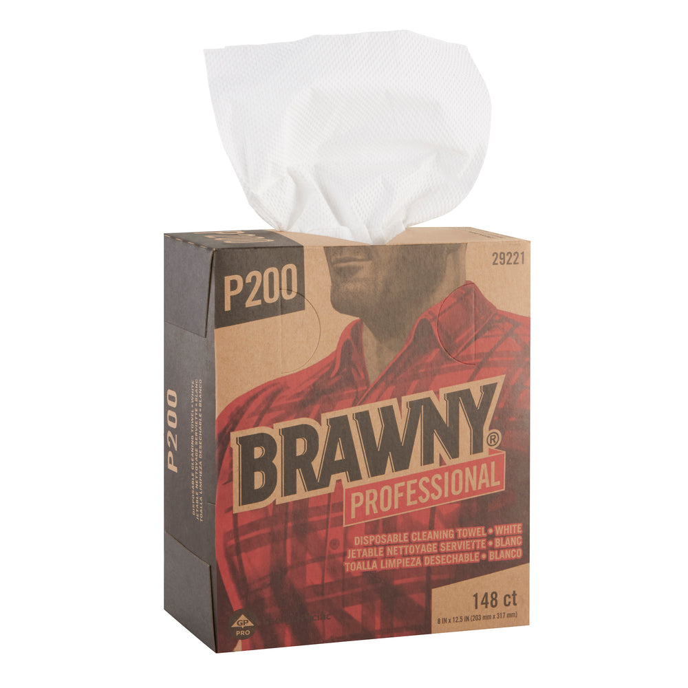 מגבות ניקוי חד פעמיות מסוג BRAWNY® PROFESSIONAL P200, קפל ¼, לבן, (20 קופסאות של 148 מגבות סהכ 2,960 מגבות)