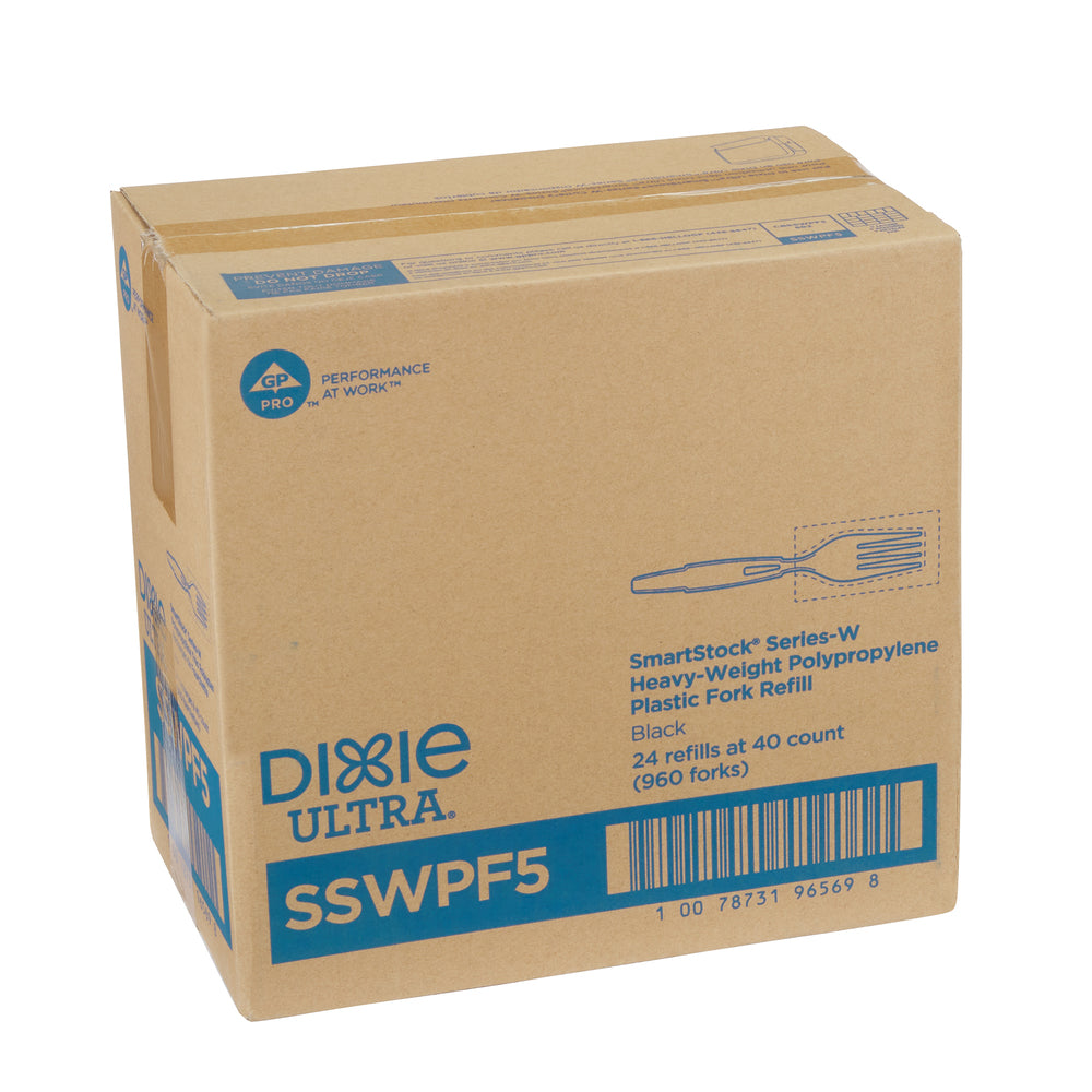 מילוי מזלגות עטופות למתקן DIXIE ULTRA ®SMARTSTOCK® פלסטיק מפוליפרופילן כבד מבית GP PRO, שחור, 960 מזלגות לכל מארז