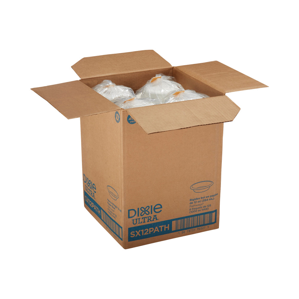 קערות נייר עבות במיוחד DIXIE ULTRA® (12 OZ) מבית GP PRO (ג'ורג'יה פסיפיק), איור עלים®, (8 חבילות של 125 קערות סהכ 1000 קערות)