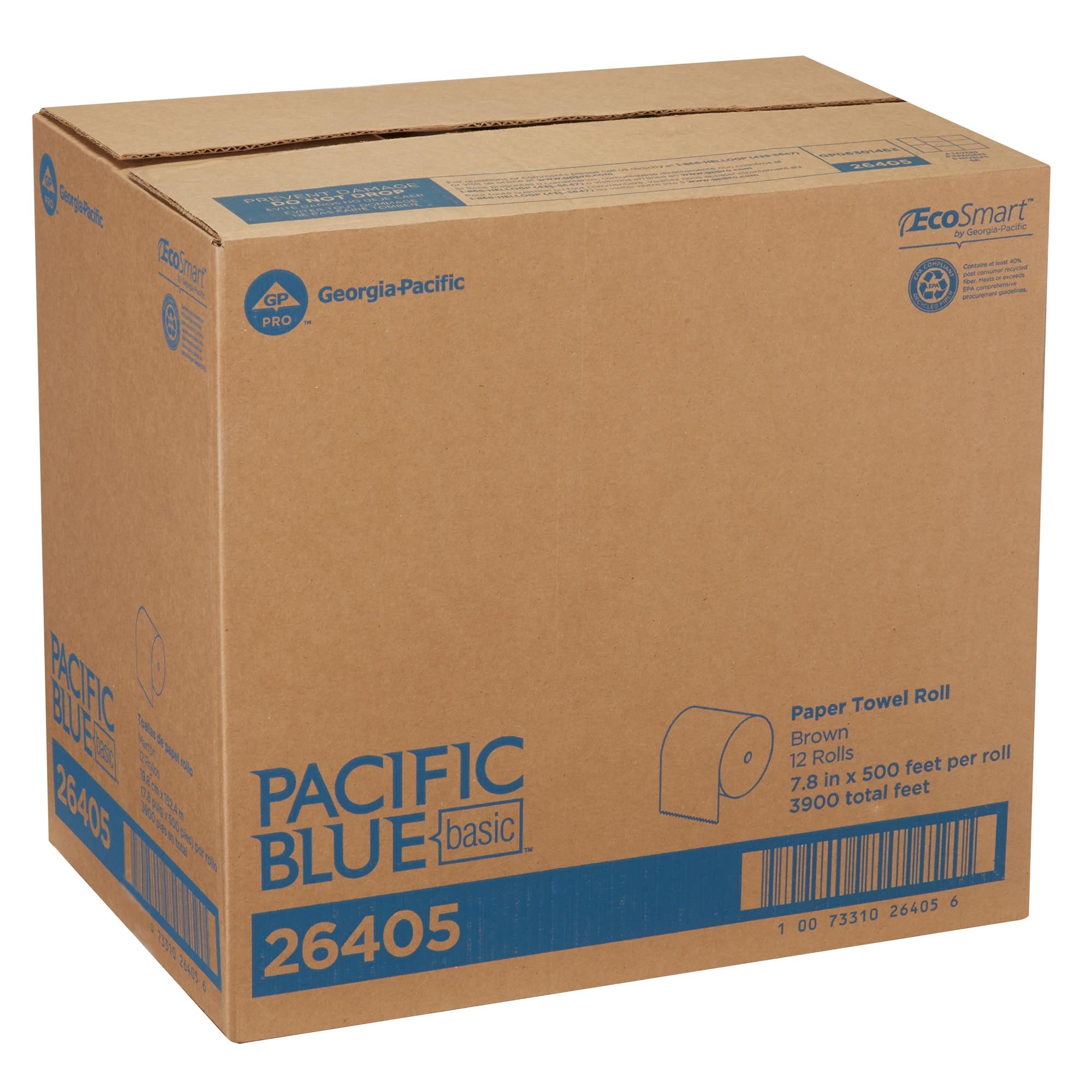 גליל מגבות נייר PACIFIC BLUE BASIC™ מבית GP PRO (ג'ורג'יה פסיפיק), חום, (12 גלילים של 152.40 מטרים סהכ 1,828.80 מטרים)