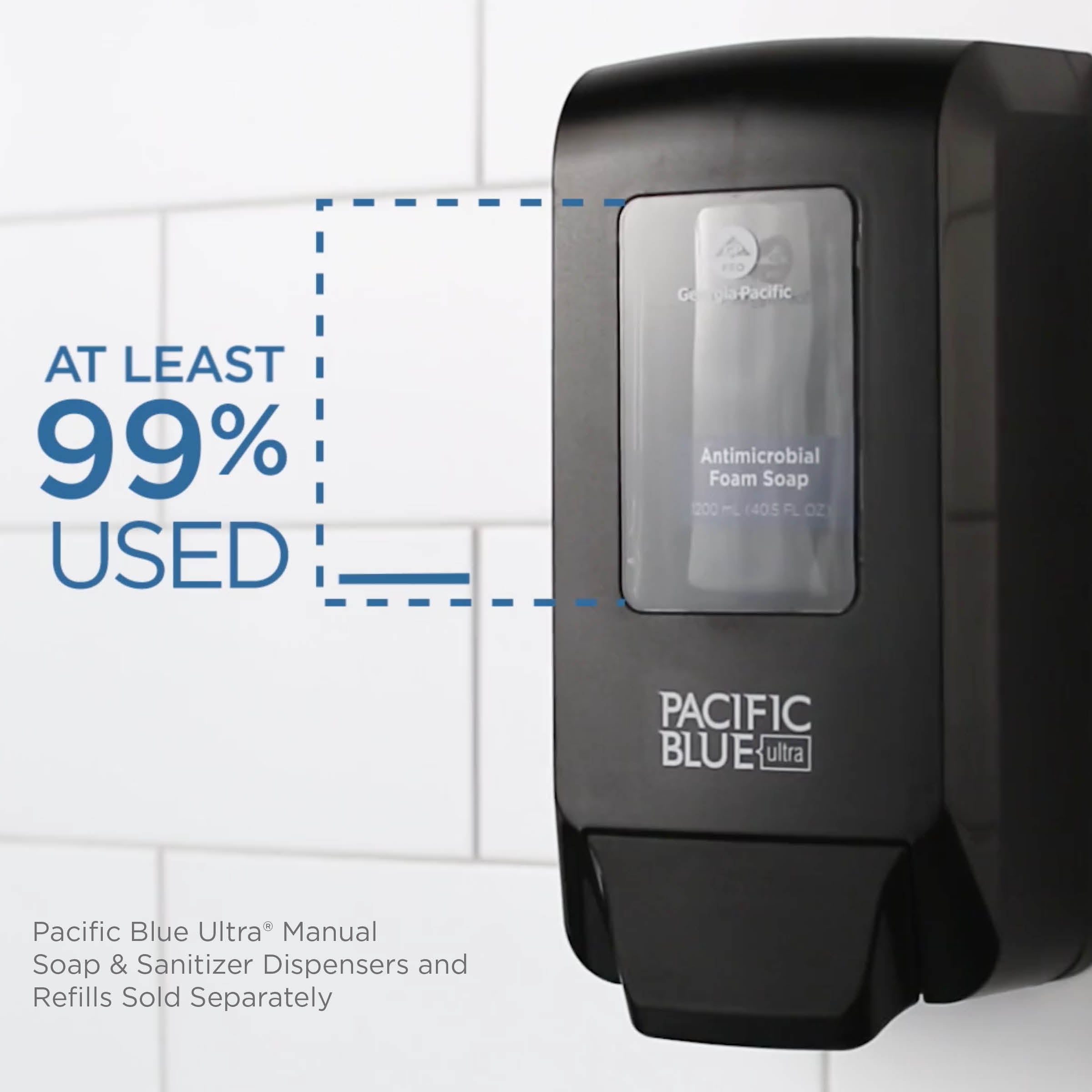 סבון ידיים מוקצף עדין PACIFIC BLUE ULTRA™ למתקנים ידניים מבית GP PRO (ג'ורג'יה פסיפיק), הדרים, (4 בקבוקים של 1,200 mL סהכ 4,800 mL)