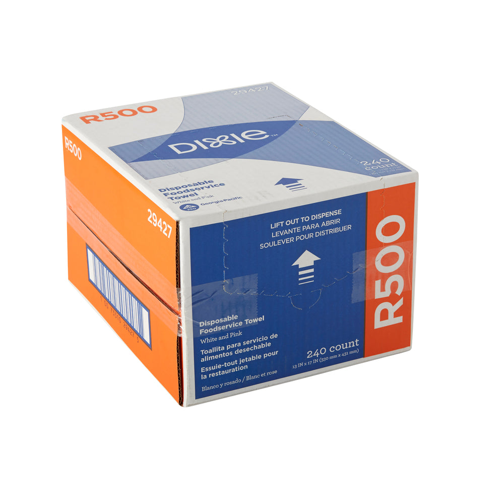 מגבות שירות מזון חד פעמיות DIXIE® R500 מאת GP PRO (ג'ורג'יה פסיפיק), לבן וורוד, 240 מגבות בקופסה