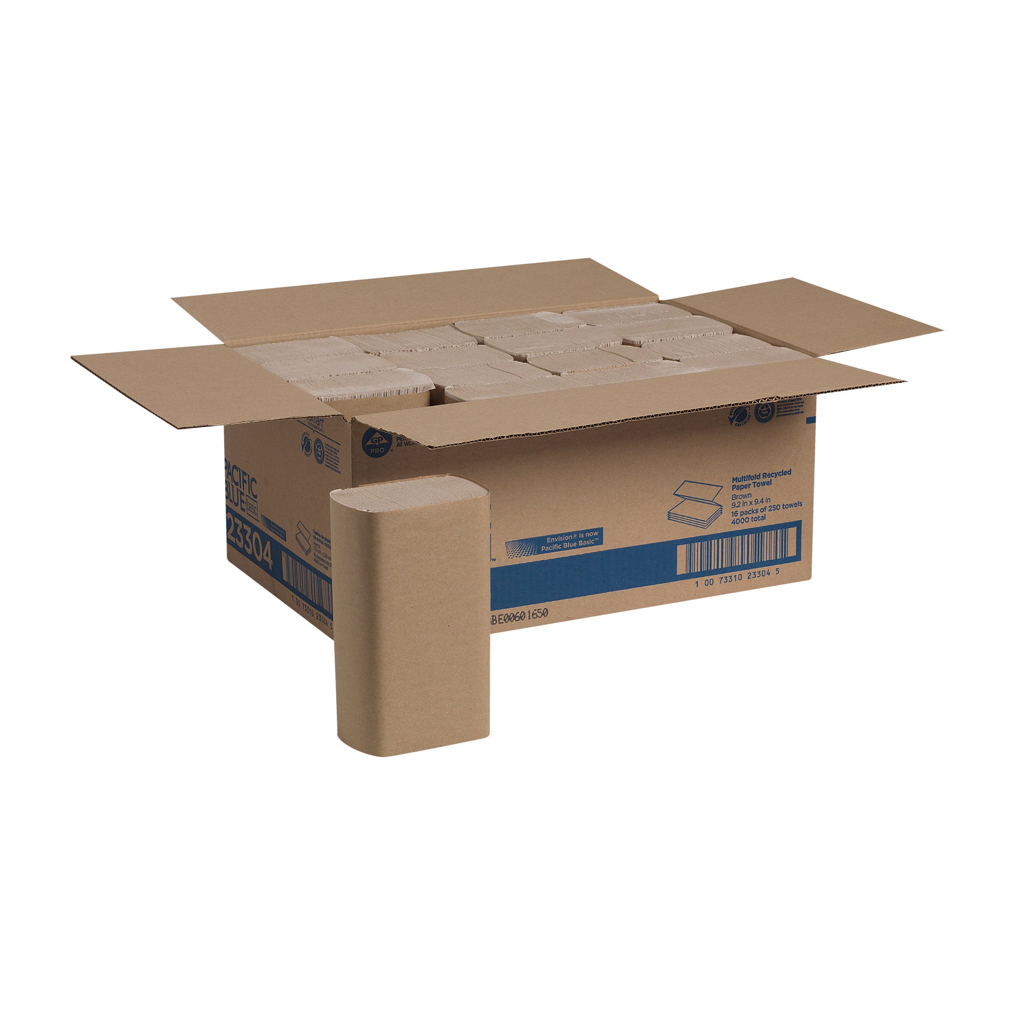 PACIFIC BLUE BASIC™ מגבת נייר ממוחזרת מרובת שכבות מבית GP PRO (ג'ורג'יה פסיפיק), חומה, מארז 4,000 מגבות