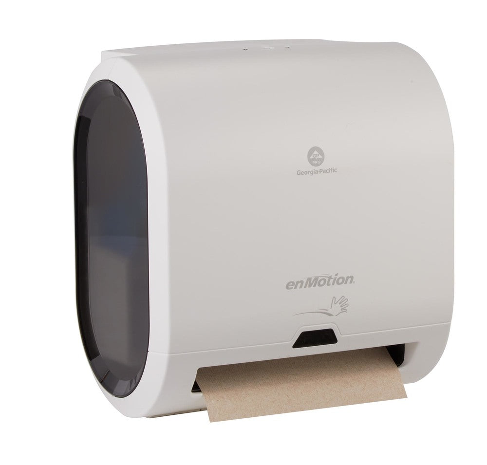מתקן מגבות נייר אוטומטי ללא מגע בעל גליל אחד ENMOTION® IMPULS® 8 מבית GP PRO (ג'ורג'יה פסיפיק), לבן, מתקן אחד