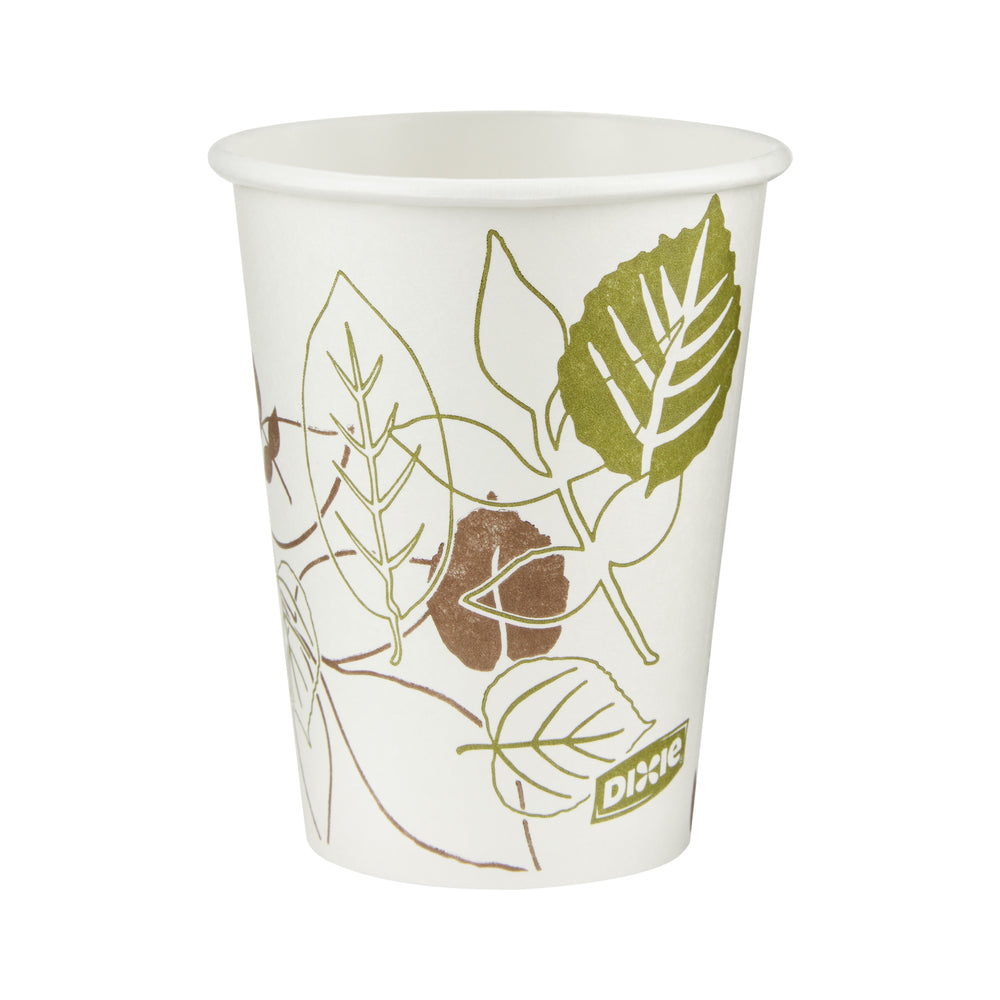 כוסות חמות מנייר DIXIE® 8 OZ מבית GP PRO (ג'ורג'יה פסיפיק), מתאימות למכסים קטנים, איור עלים®, 500 כוסות לכל מארז