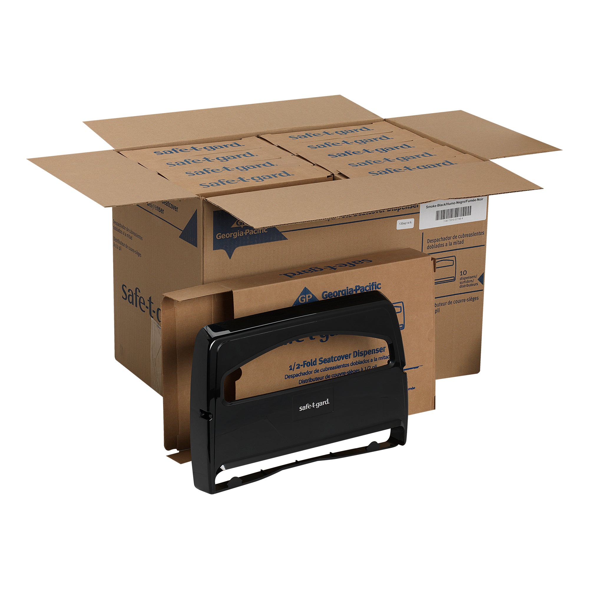 מתקן כיסוי מושב אסלה מתקפל ל- 1/2 של SAFE-T-GARD® מאת GP PRO (ג'ורג'יה פסיפיק), שחור, מתקן אחד