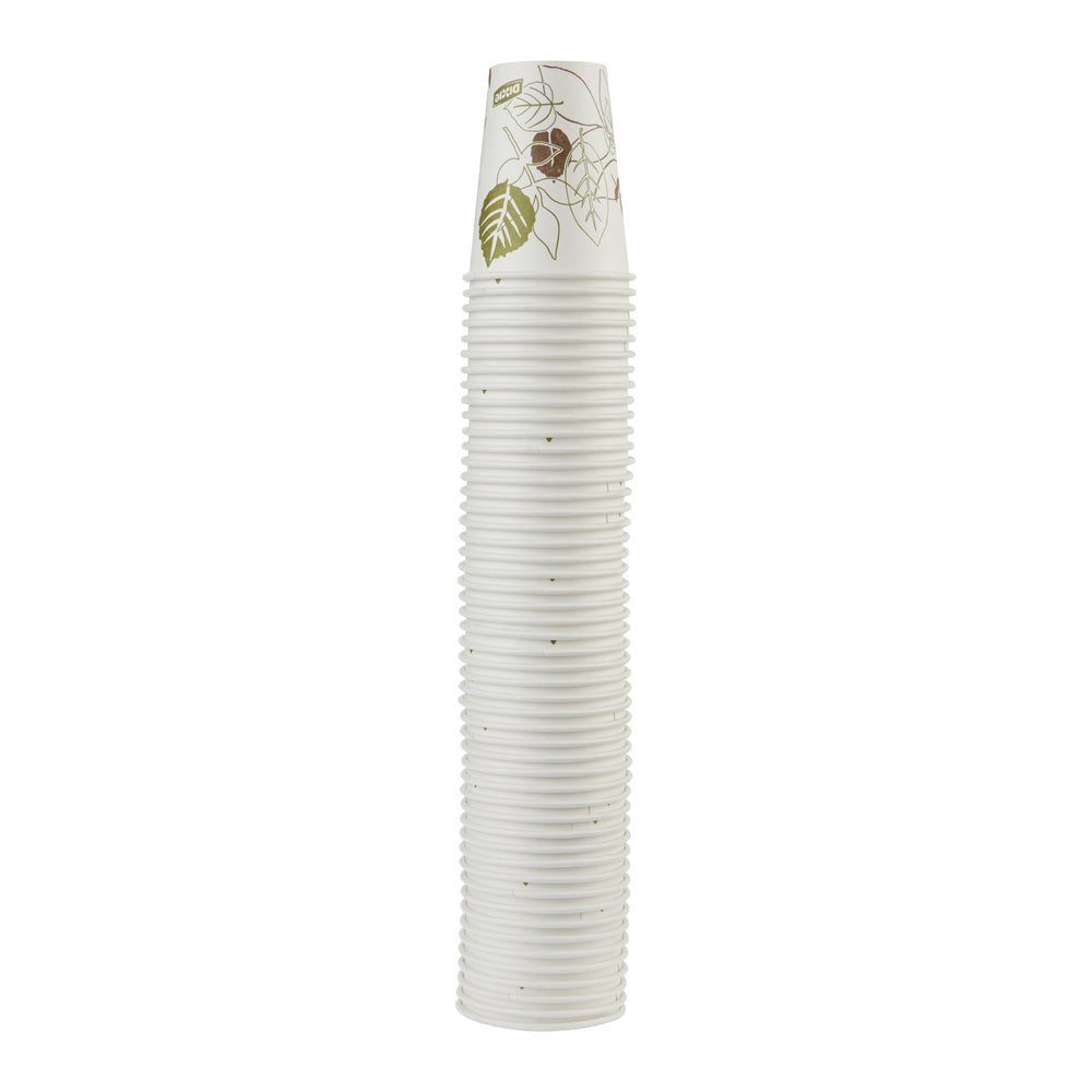 כוסות חמות מנייר DIXIE® 8 OZ מבית GP PRO (ג'ורג'יה פסיפיק), מתאימות למכסים קטנים, איור עלים®, 1,000 כוסות לכל מארז, ( 20 שרוולים של 50 כוסות )