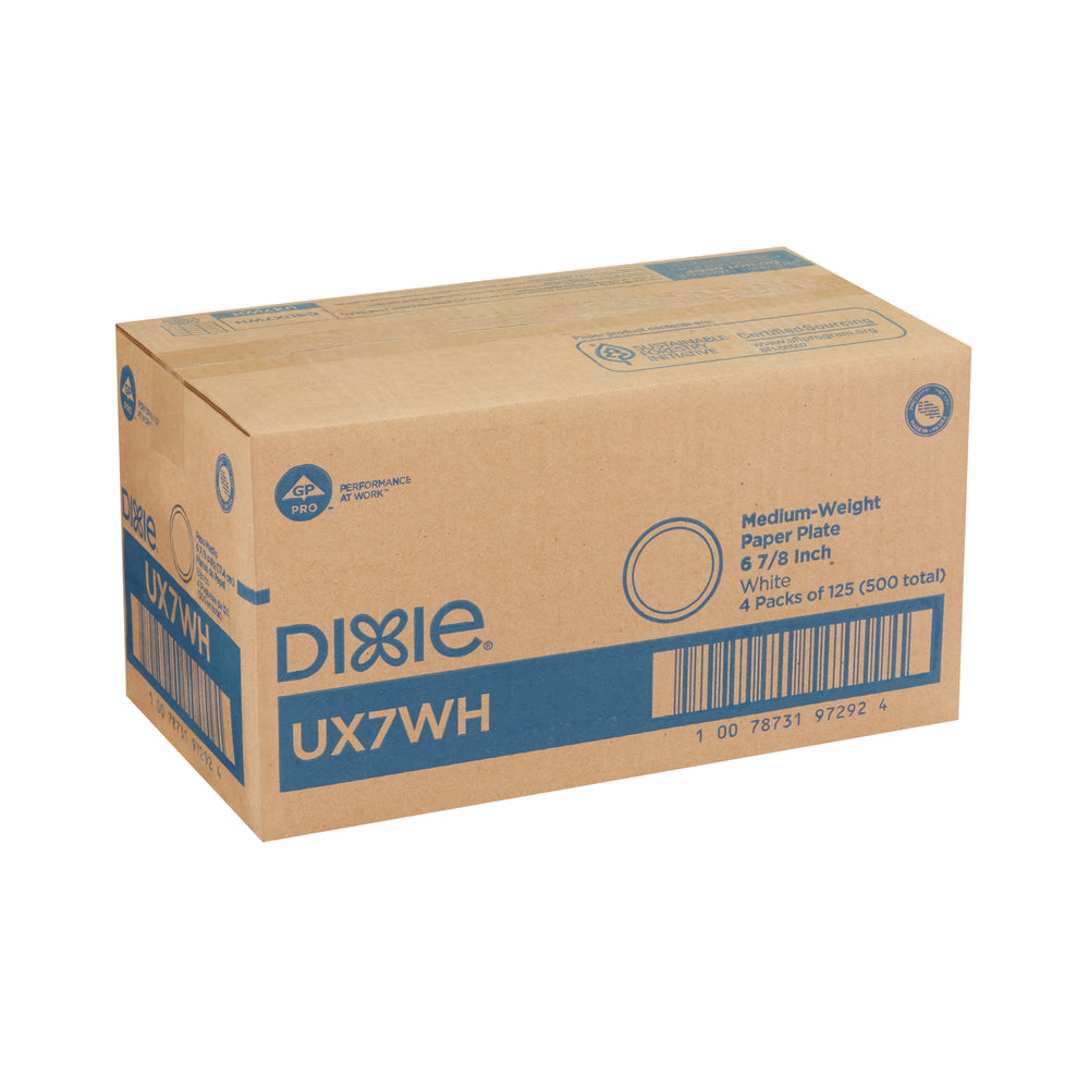 צלחות נייר עבות (IN 6 7/8) מסדרת DIXIE® מבית GP PRO (ג'ורג'יה-פסיפיק), לבן, 500 צלחות לכל מארז